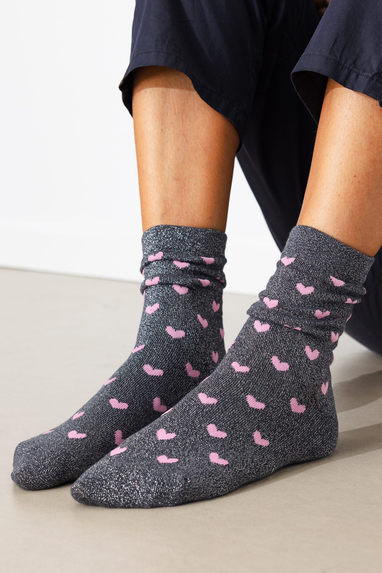 Chaussettes pailletées coeurs