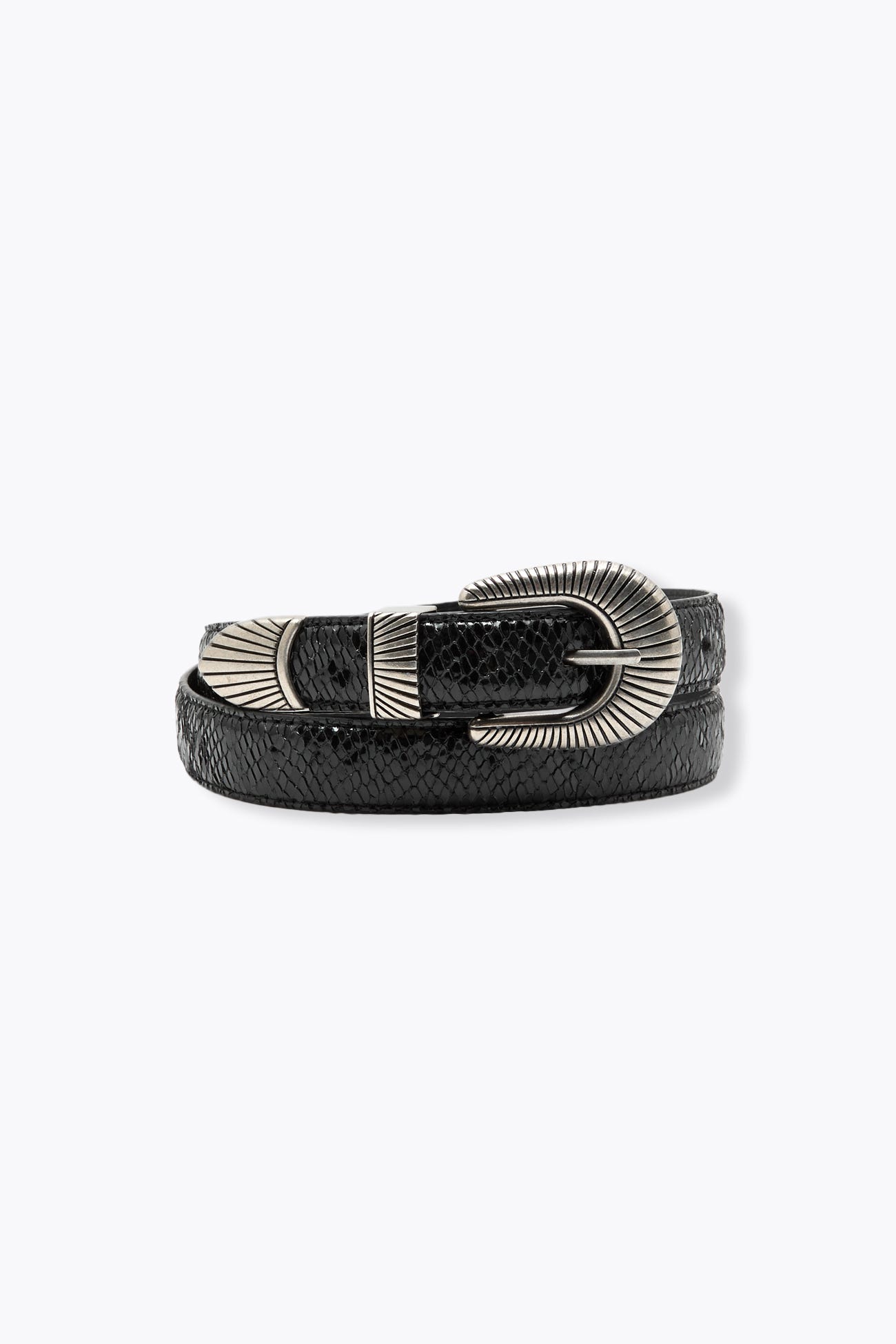 Faux exotic leather belt