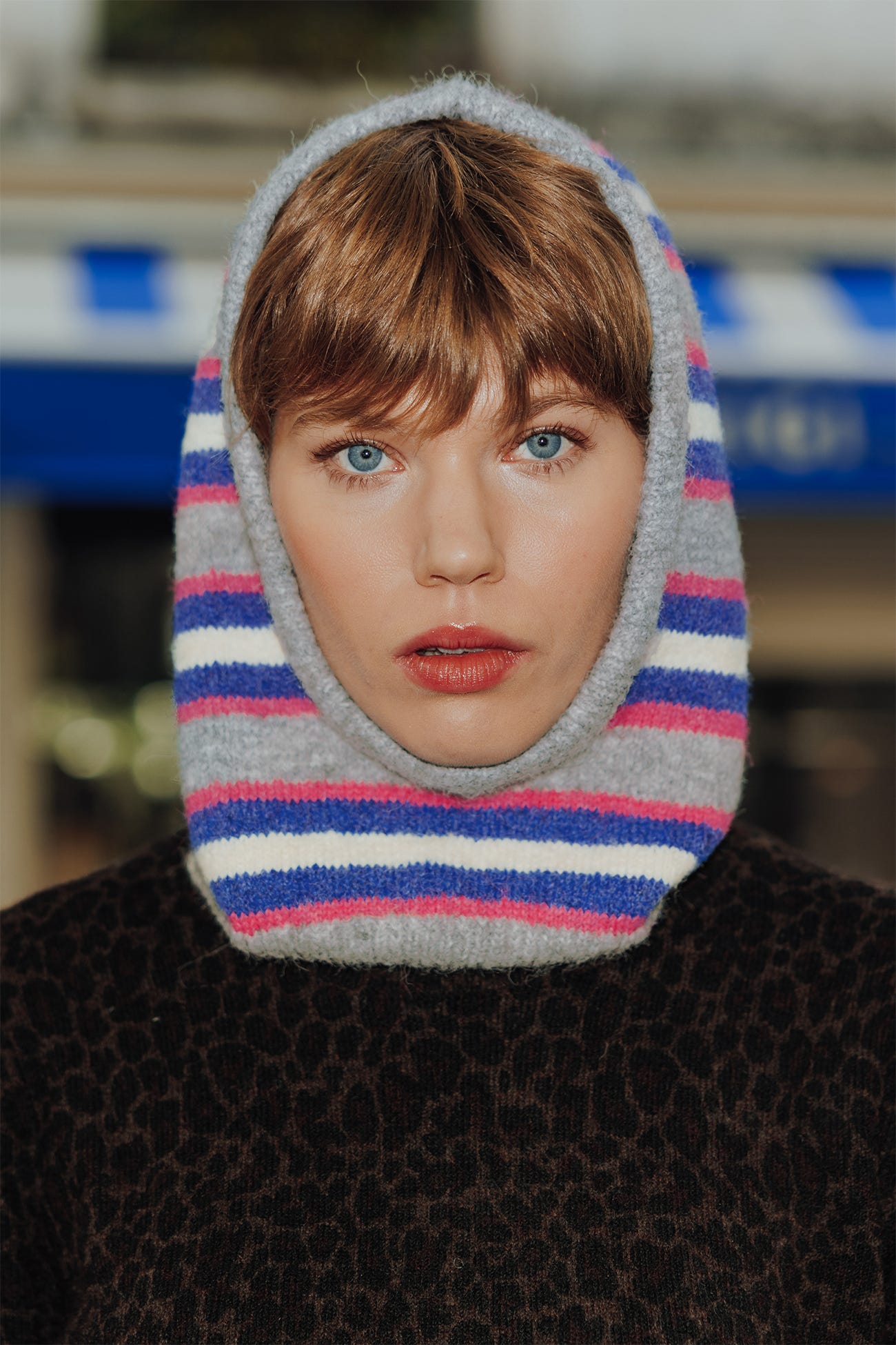 Cagoule en maille rayée Femme