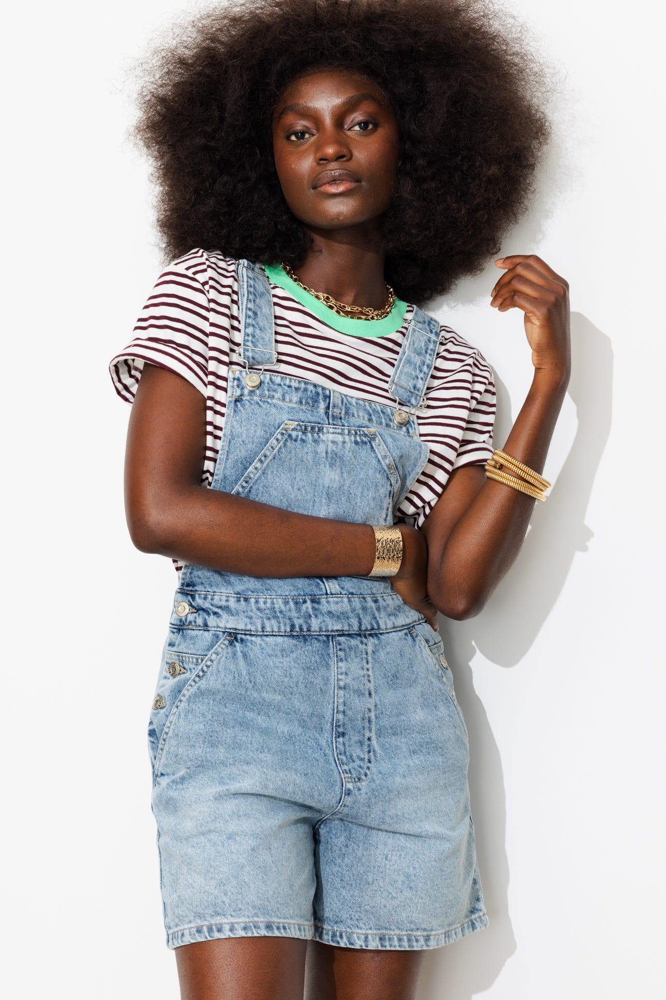 Salopette-short en jean Femme