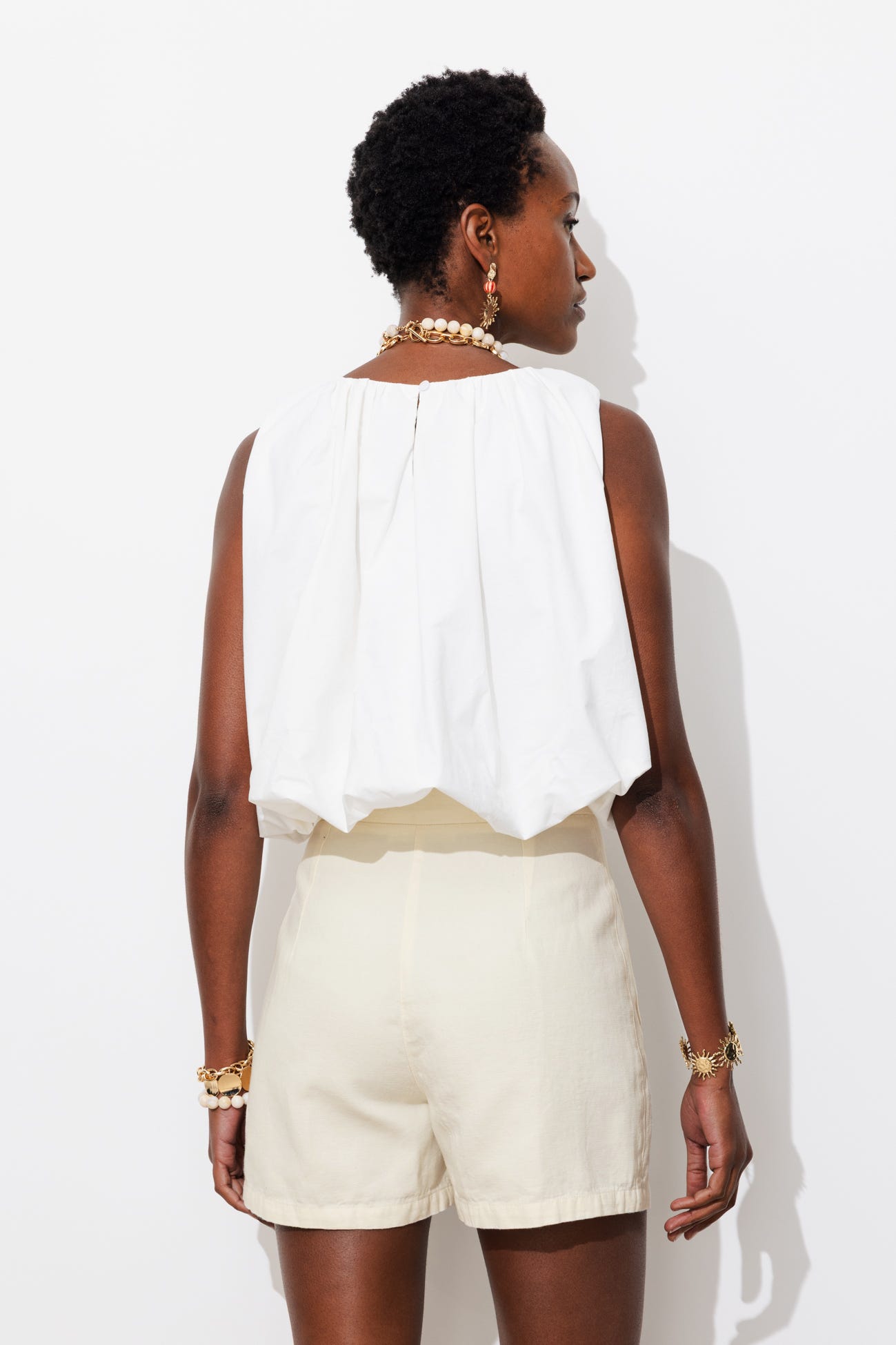 Short uni taille haute Femme