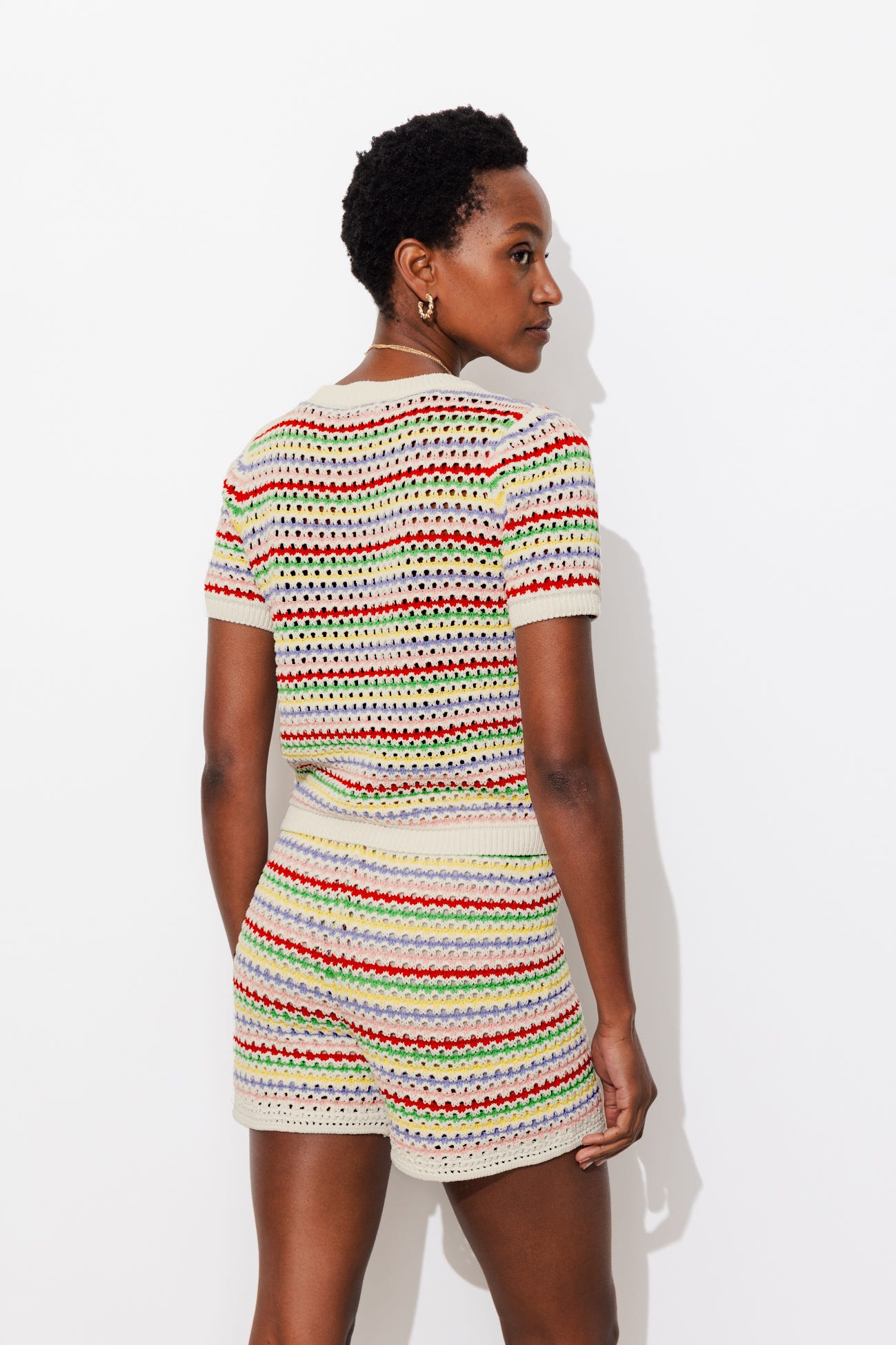 Short en crochet rayé