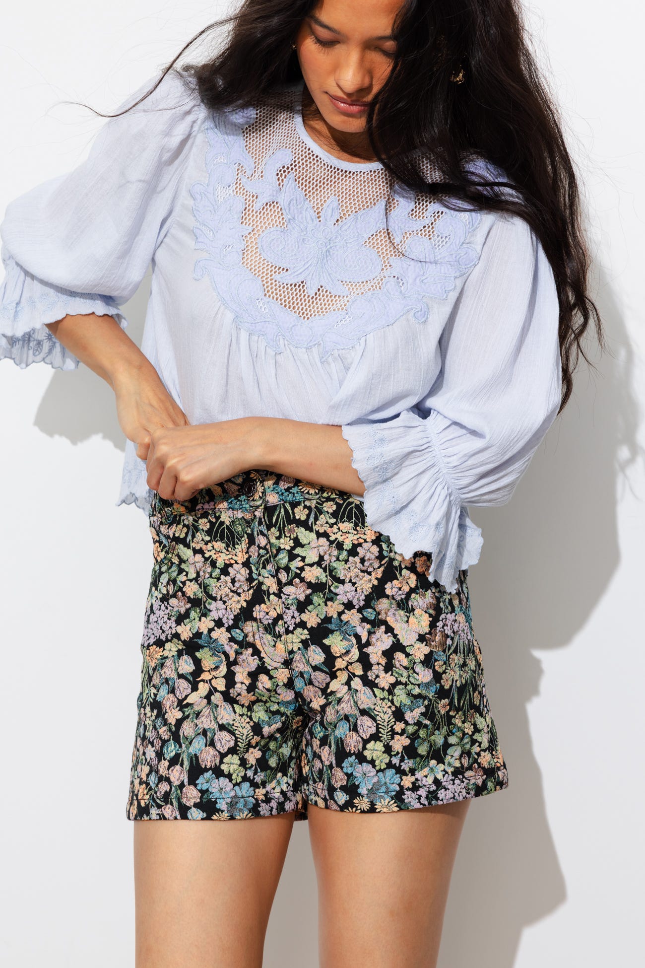 Blumen-Jacquardshorts