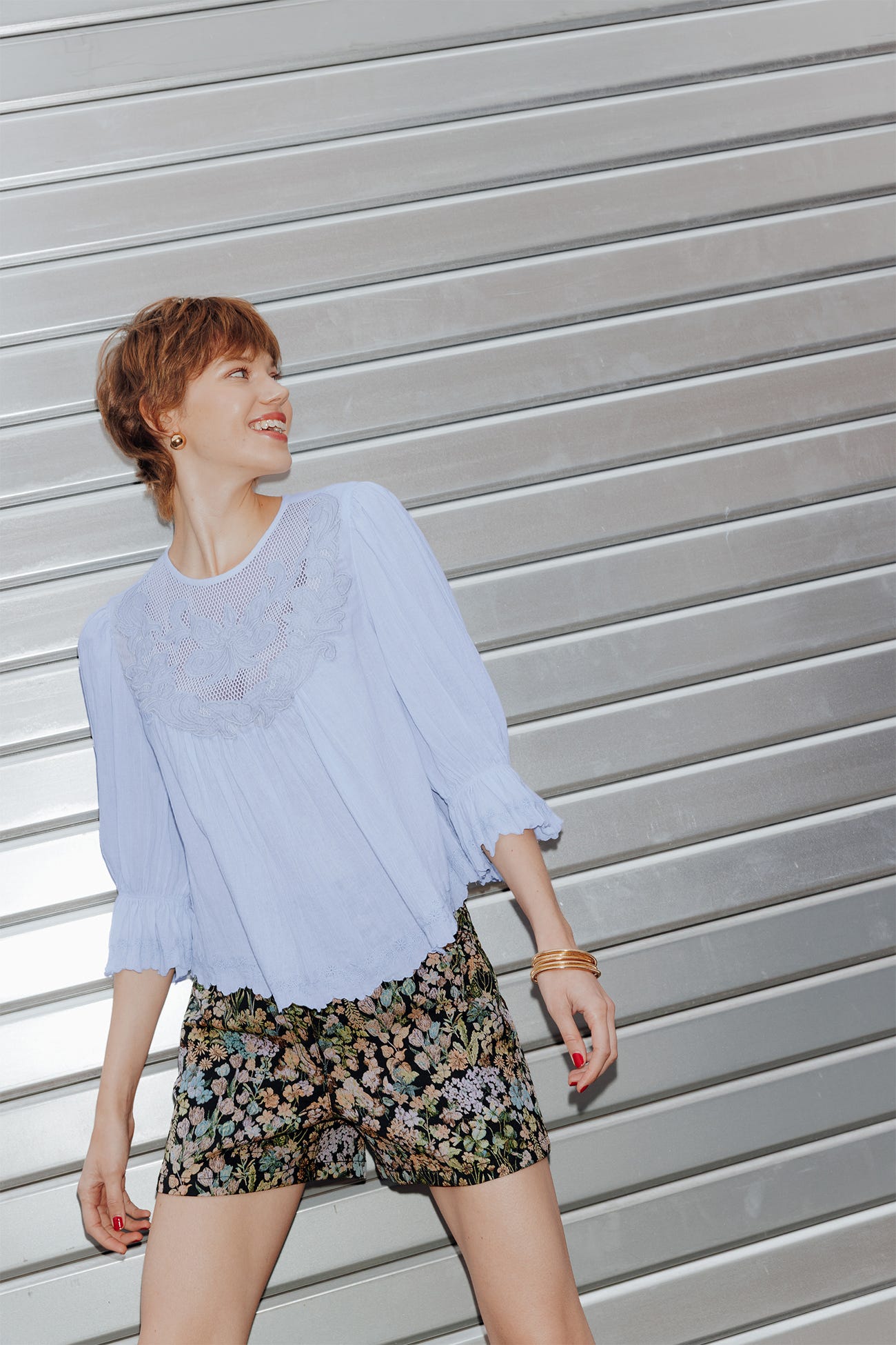 Shorts jacquard a fiori