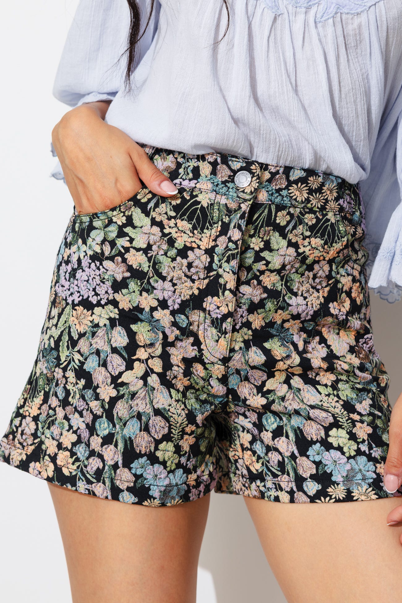 Blumen-Jacquardshorts
