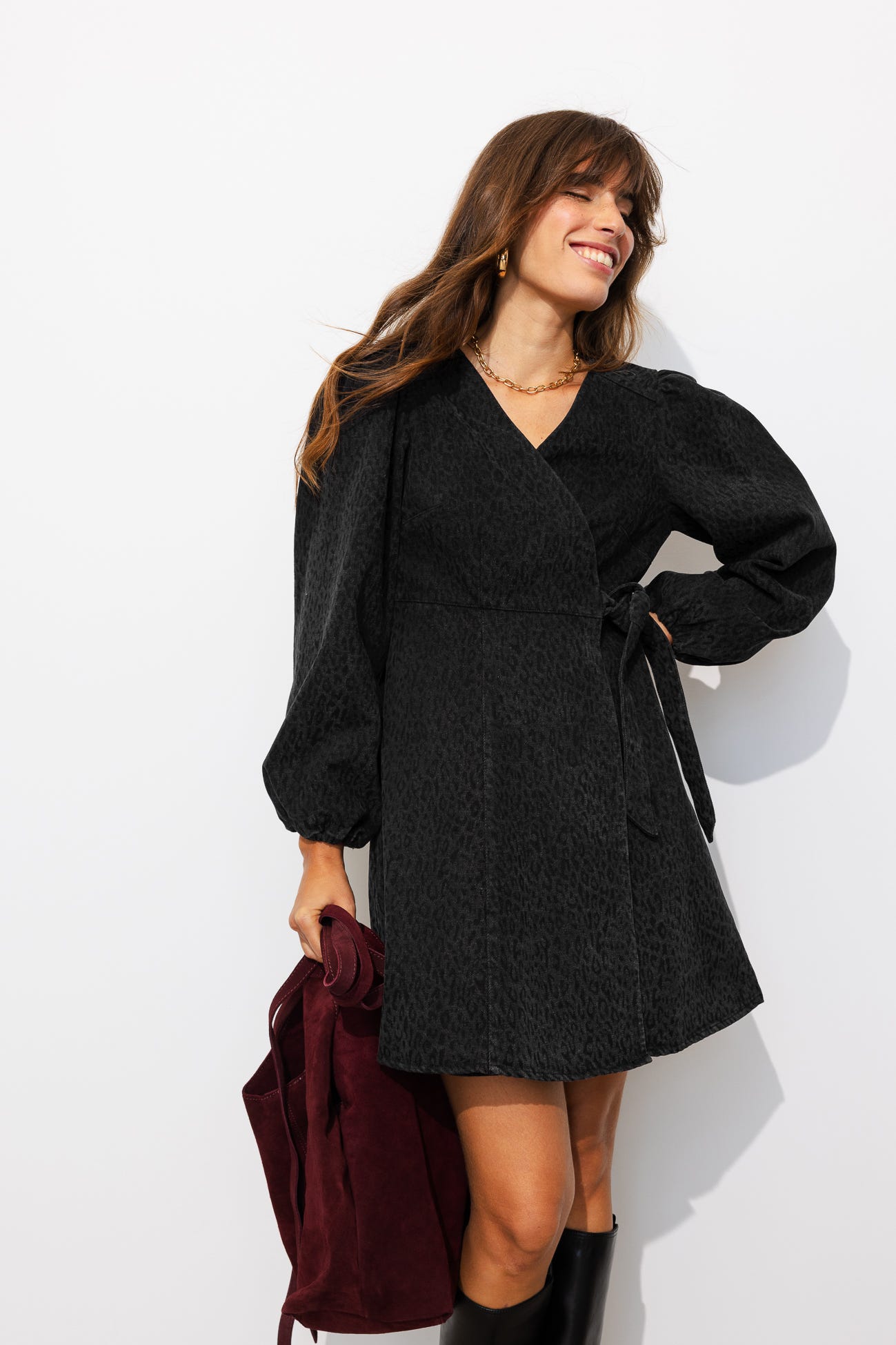 Crossover leopard dress