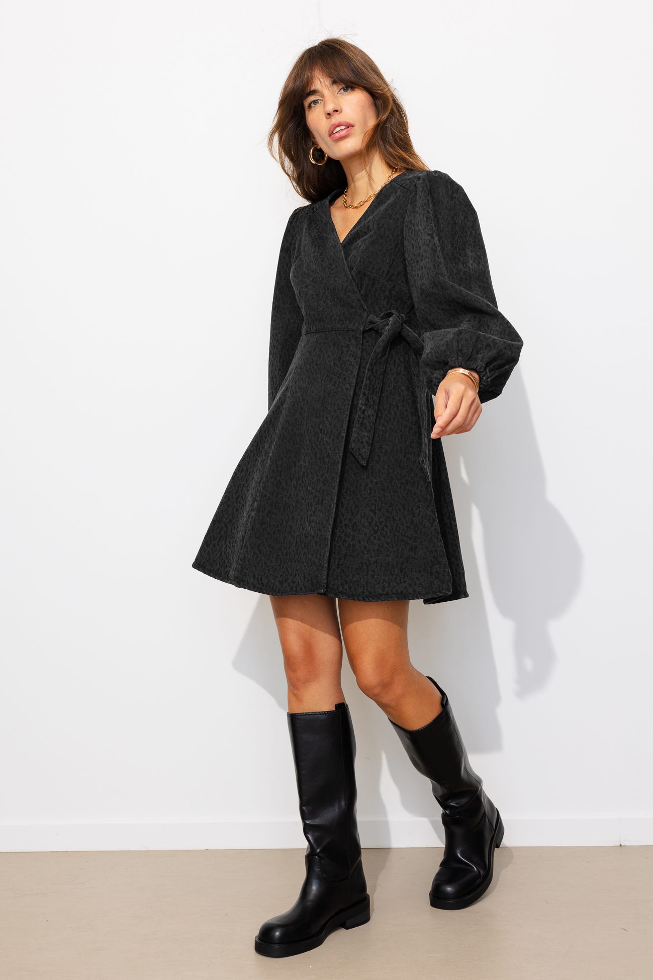 Crossover leopard dress