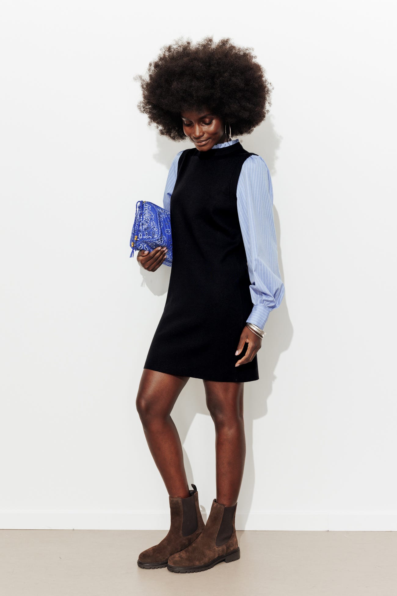 Robe tricot à effet superposé