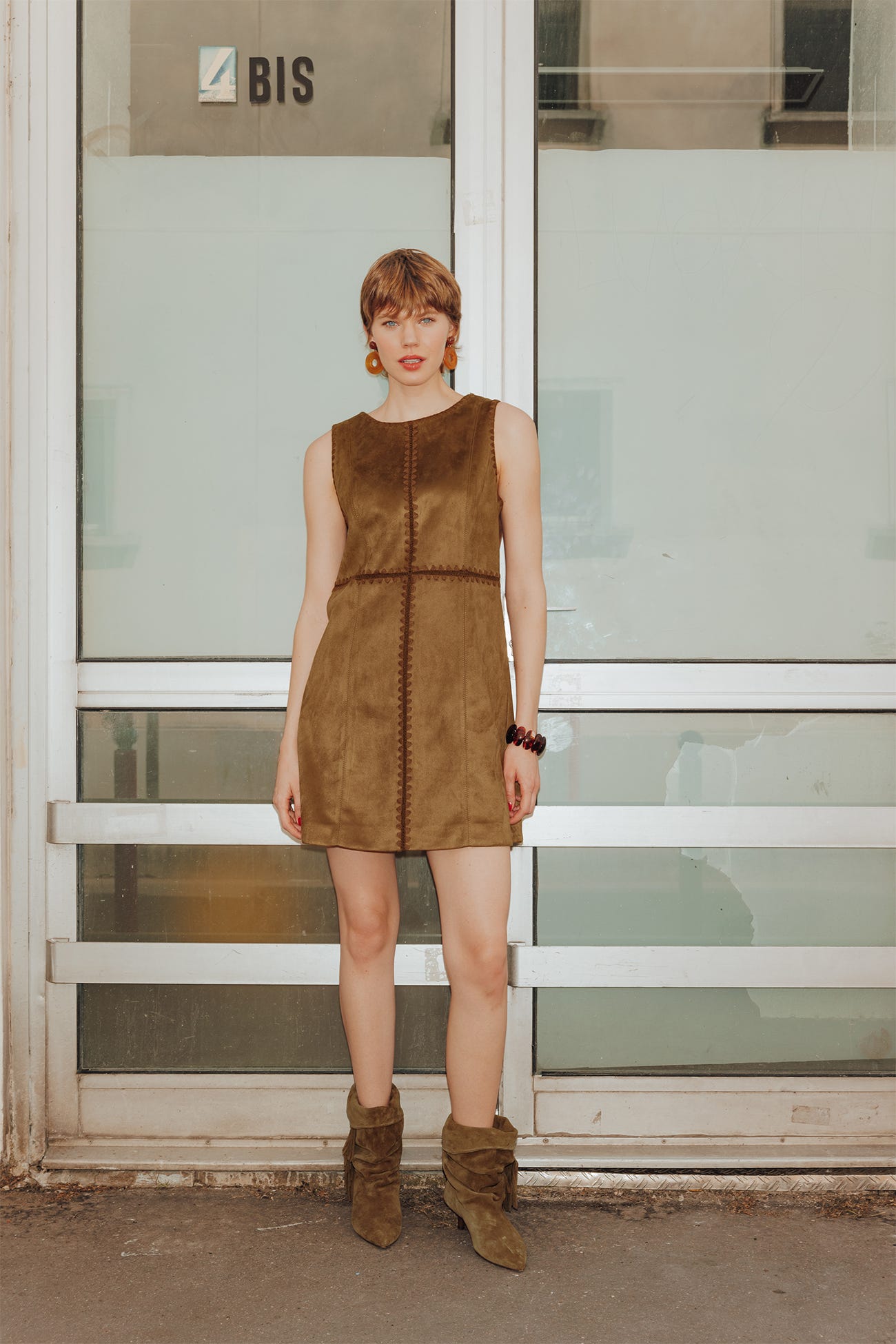 Vestido corto de antelina