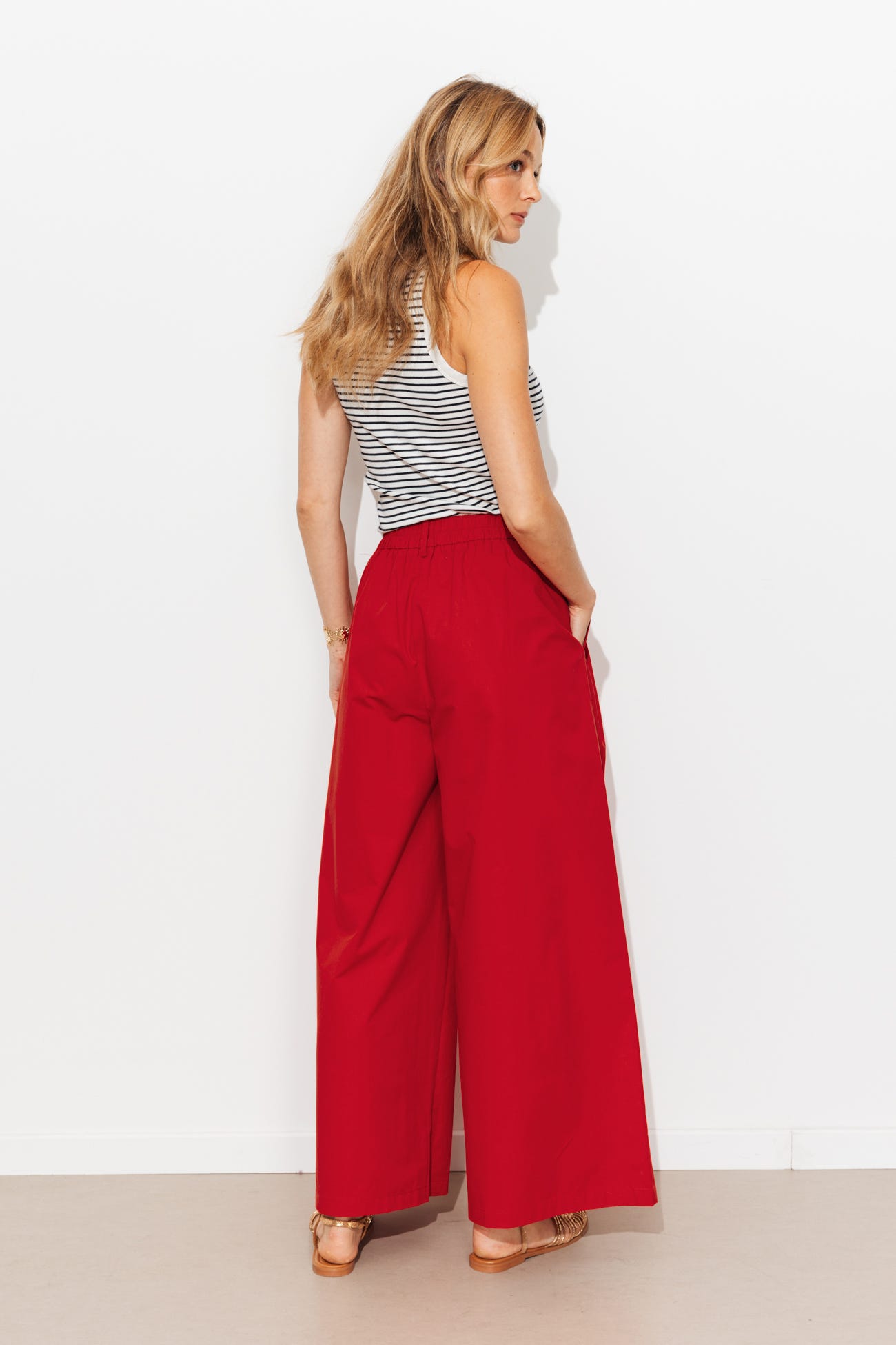 Wideleg pleat trousers