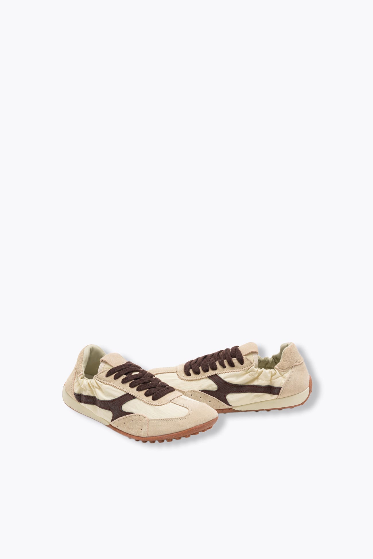 Baskets en cuir et toile Femme