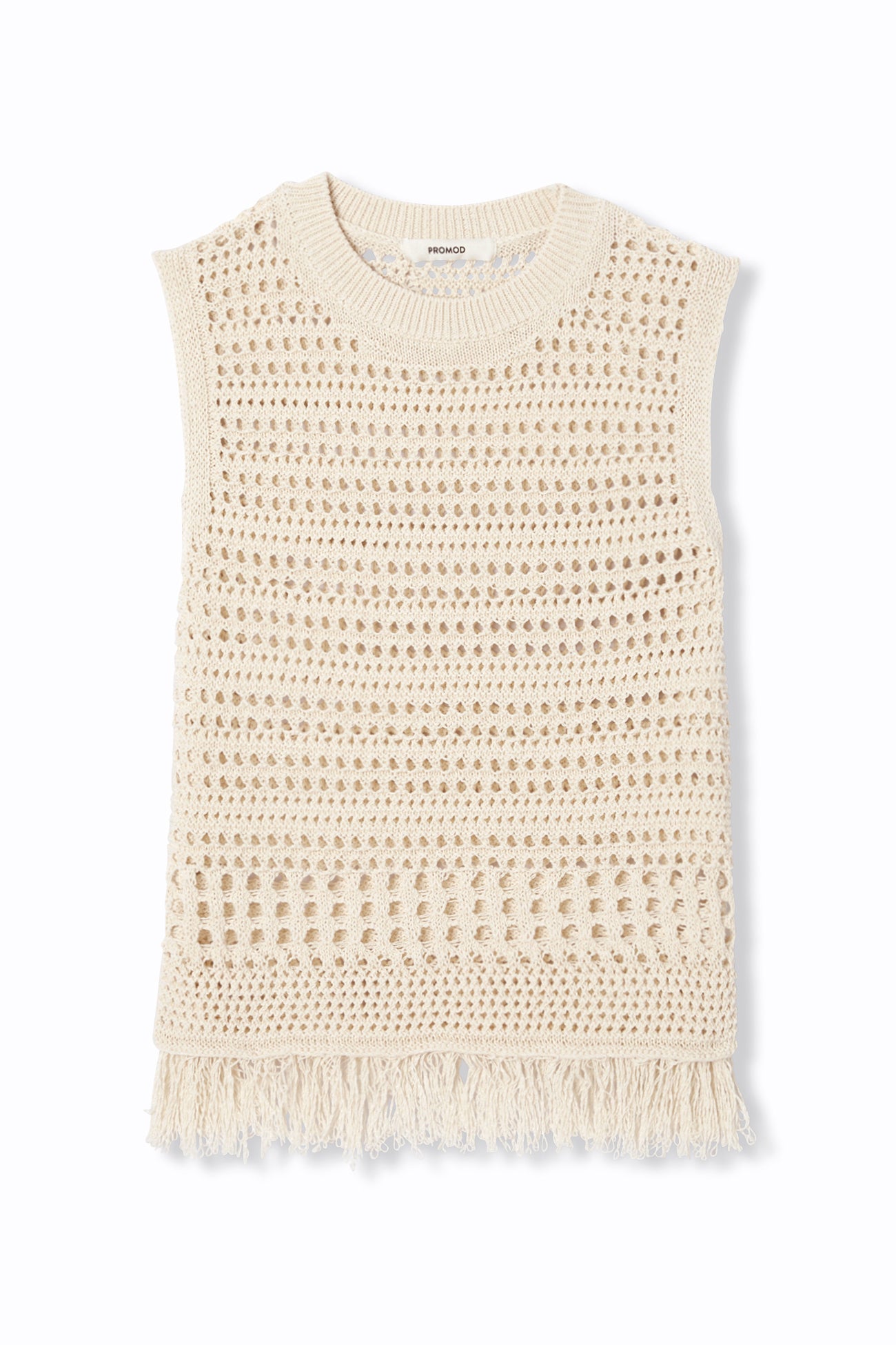 Crochet sleeveless jumper - Ecru