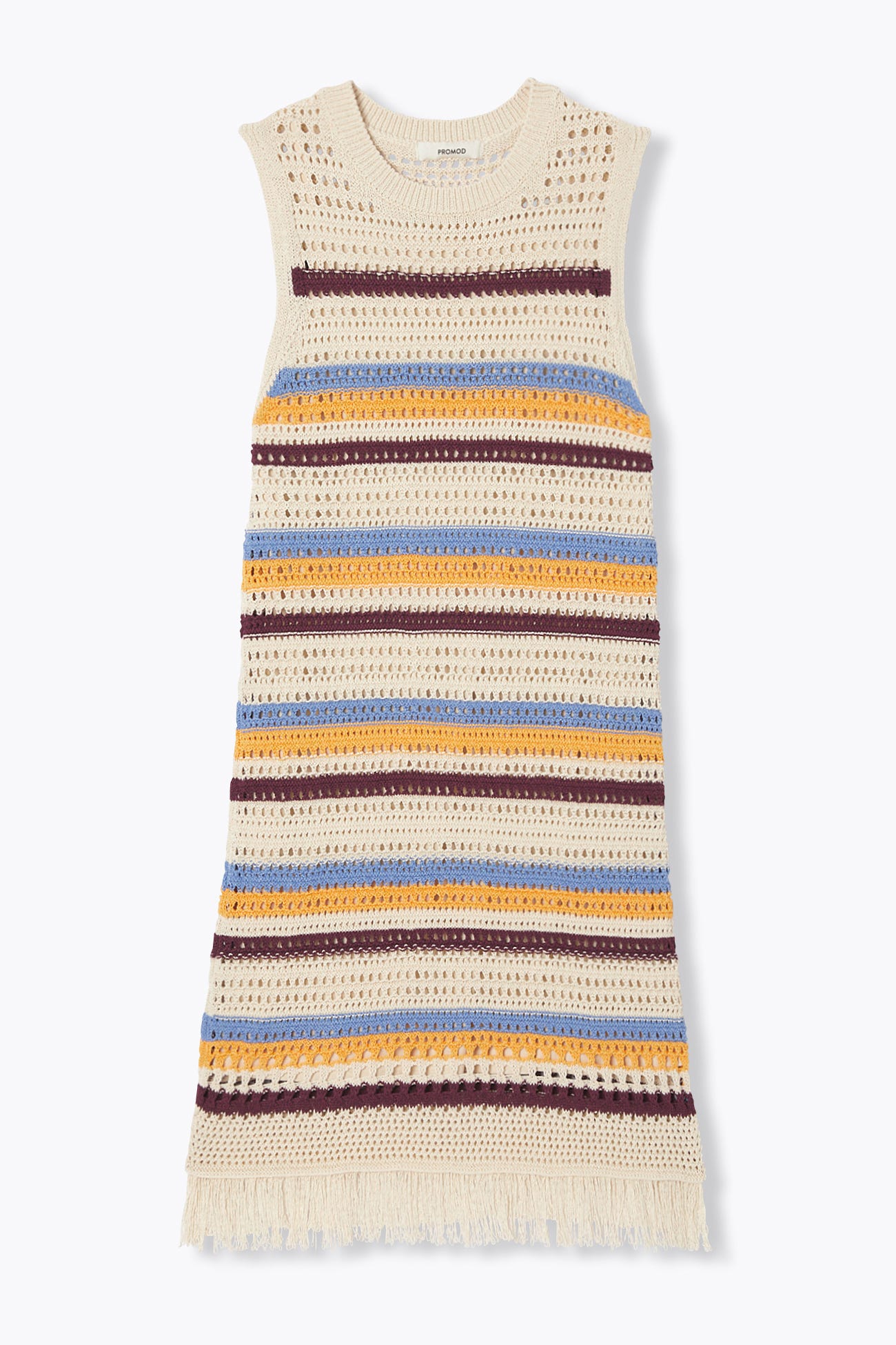 Robe rayée en crochet frangé