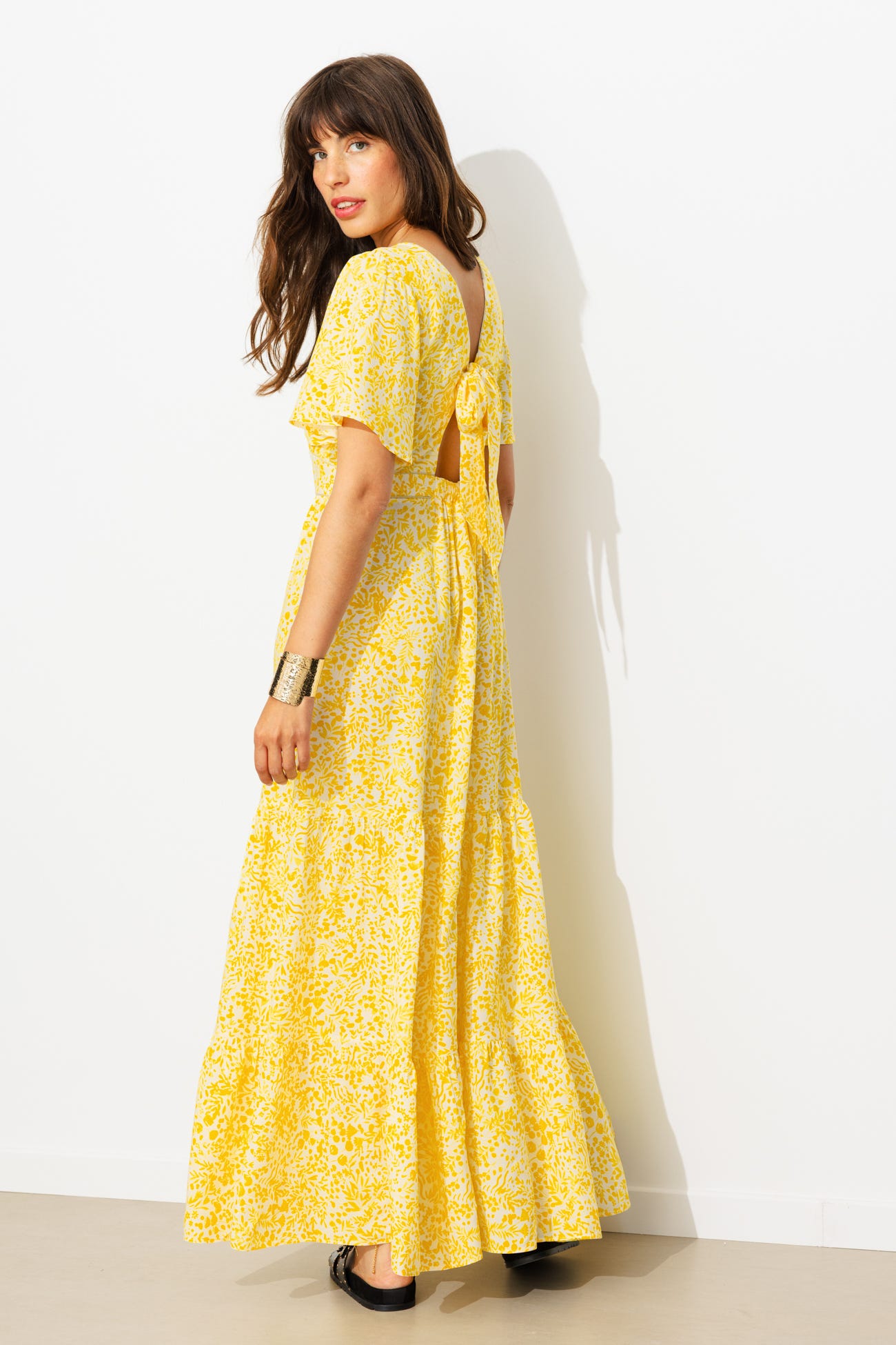 Low-back patterned dress
