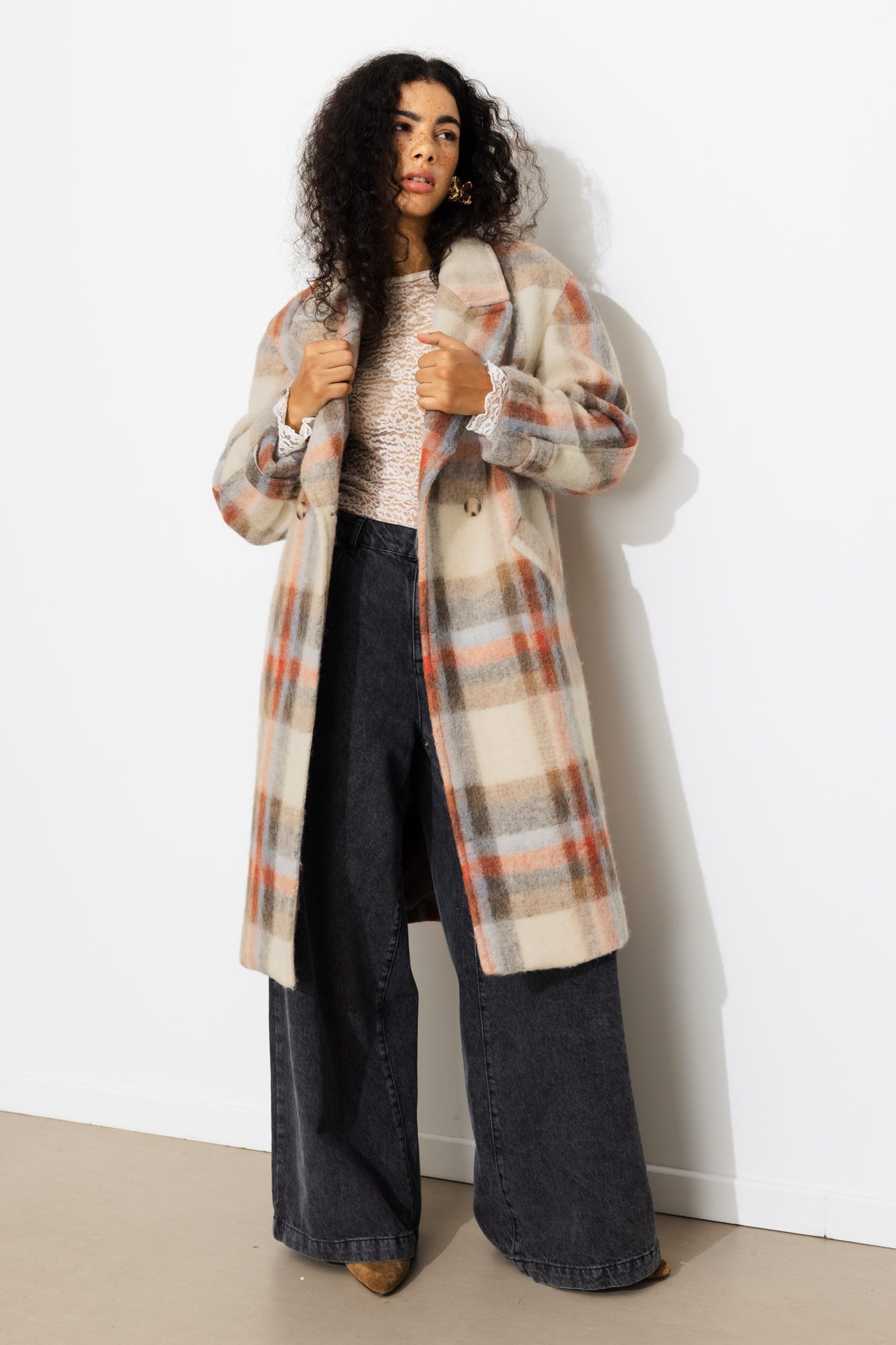 SIMONE manteau laine carreaux