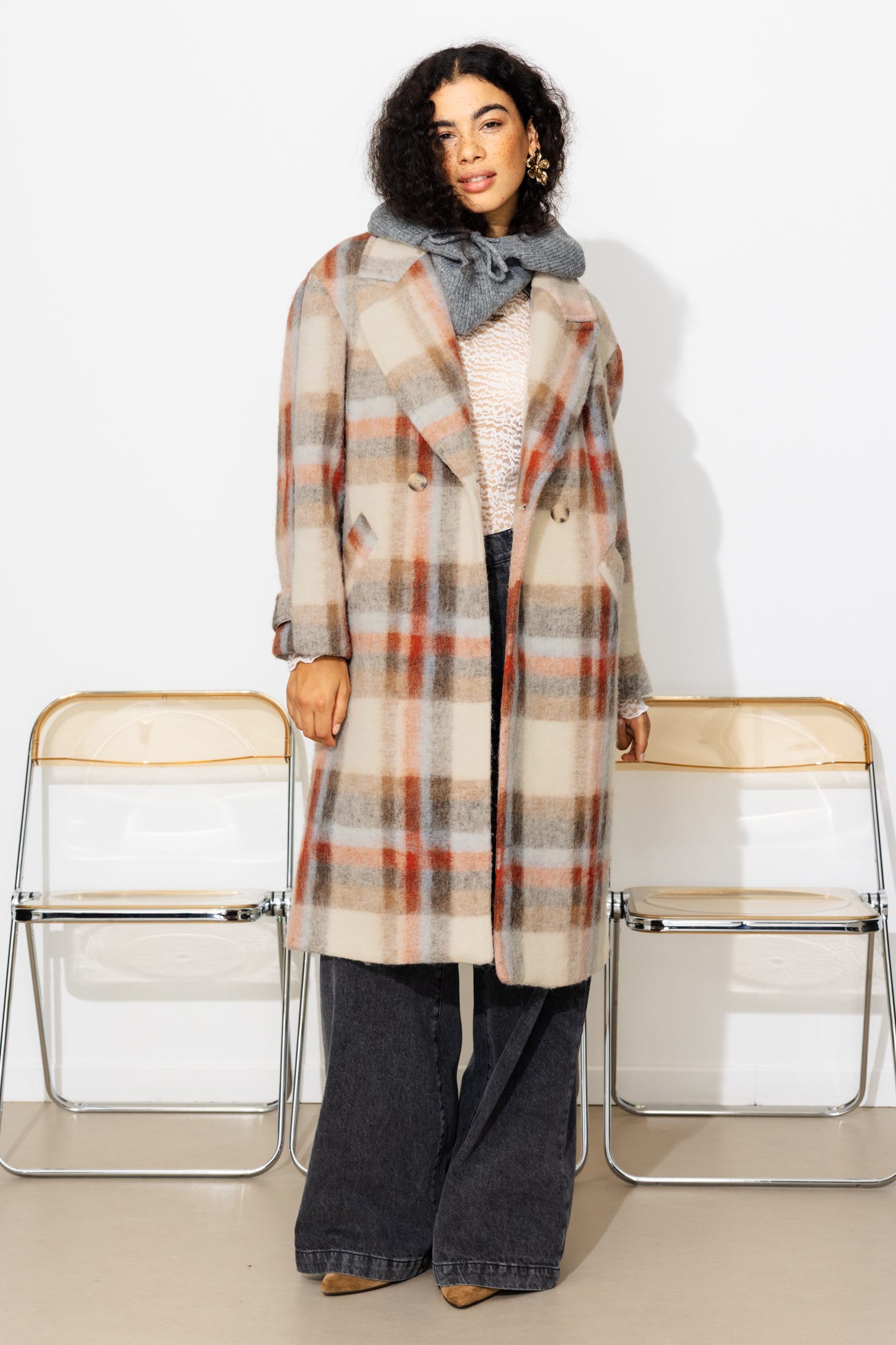 SIMONE manteau laine carreaux