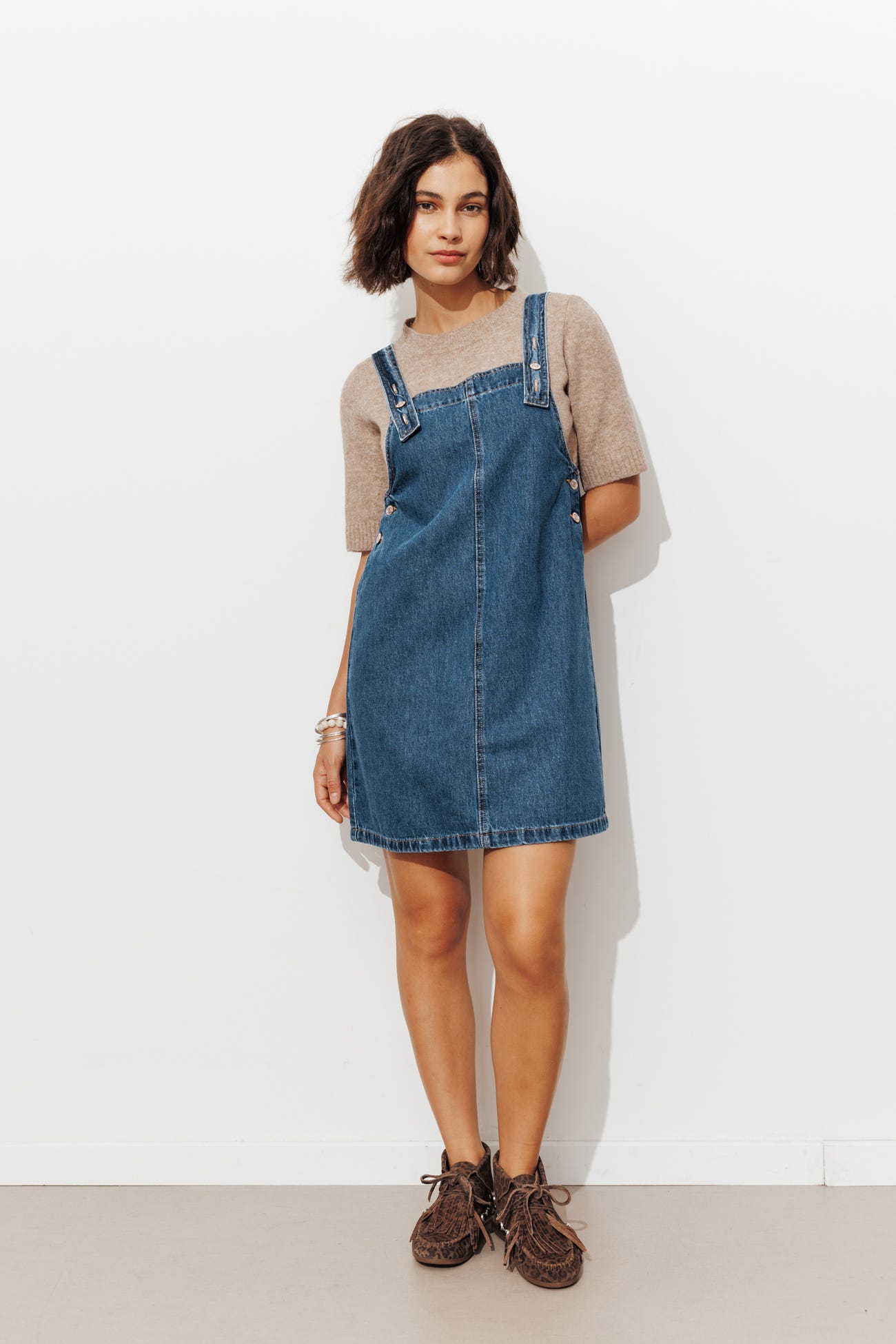 Robe-salopette en jean Femme