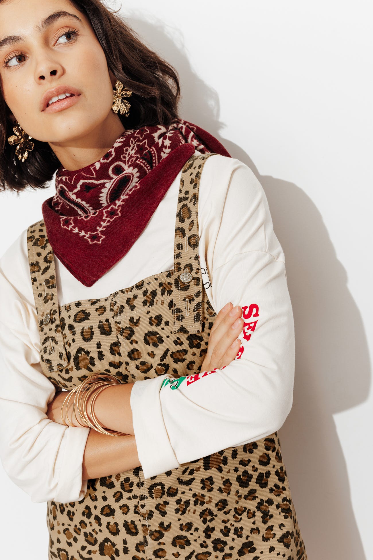 Robe-salopette léopard Femme