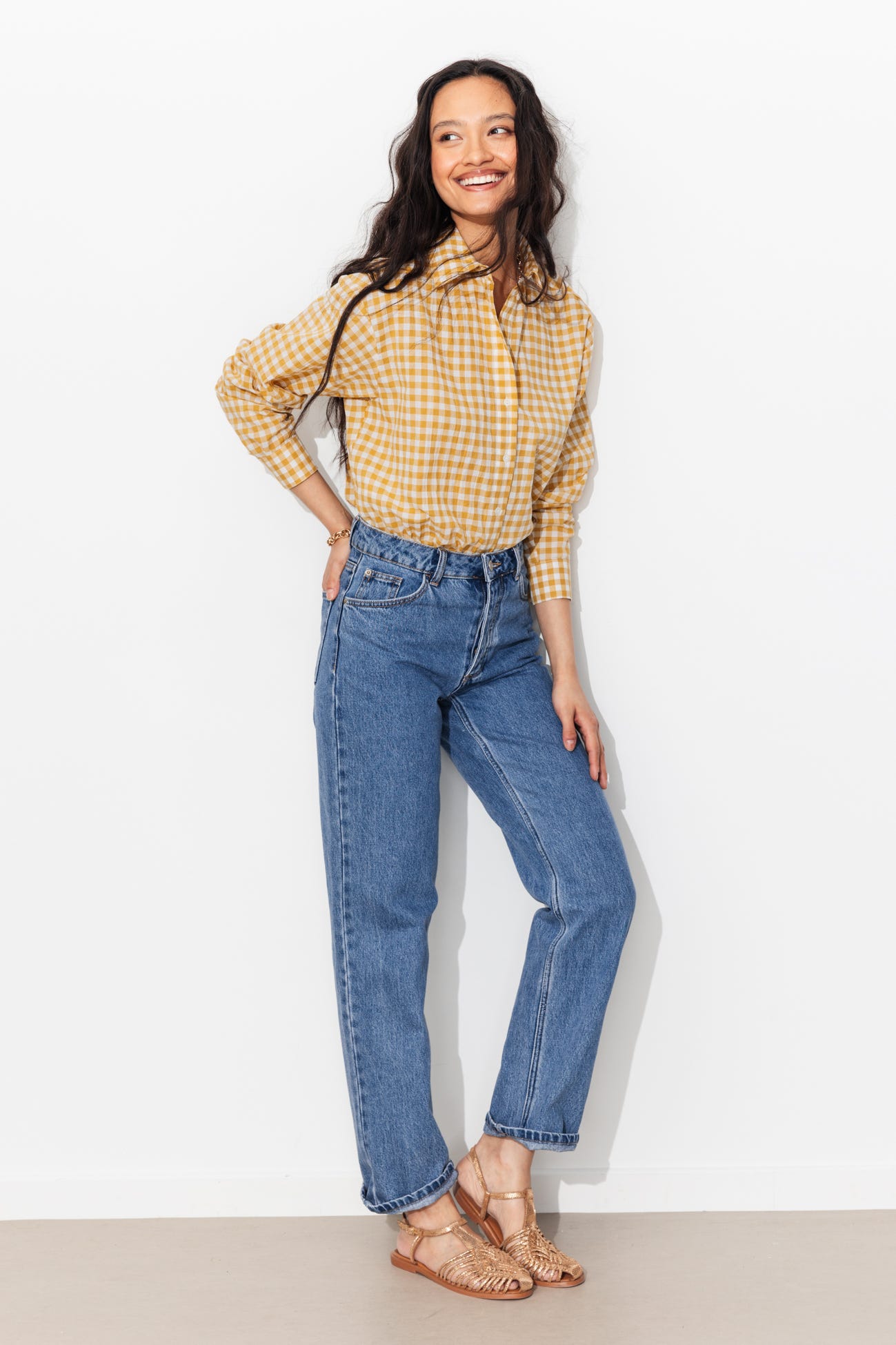 Chemise cropped à carreaux