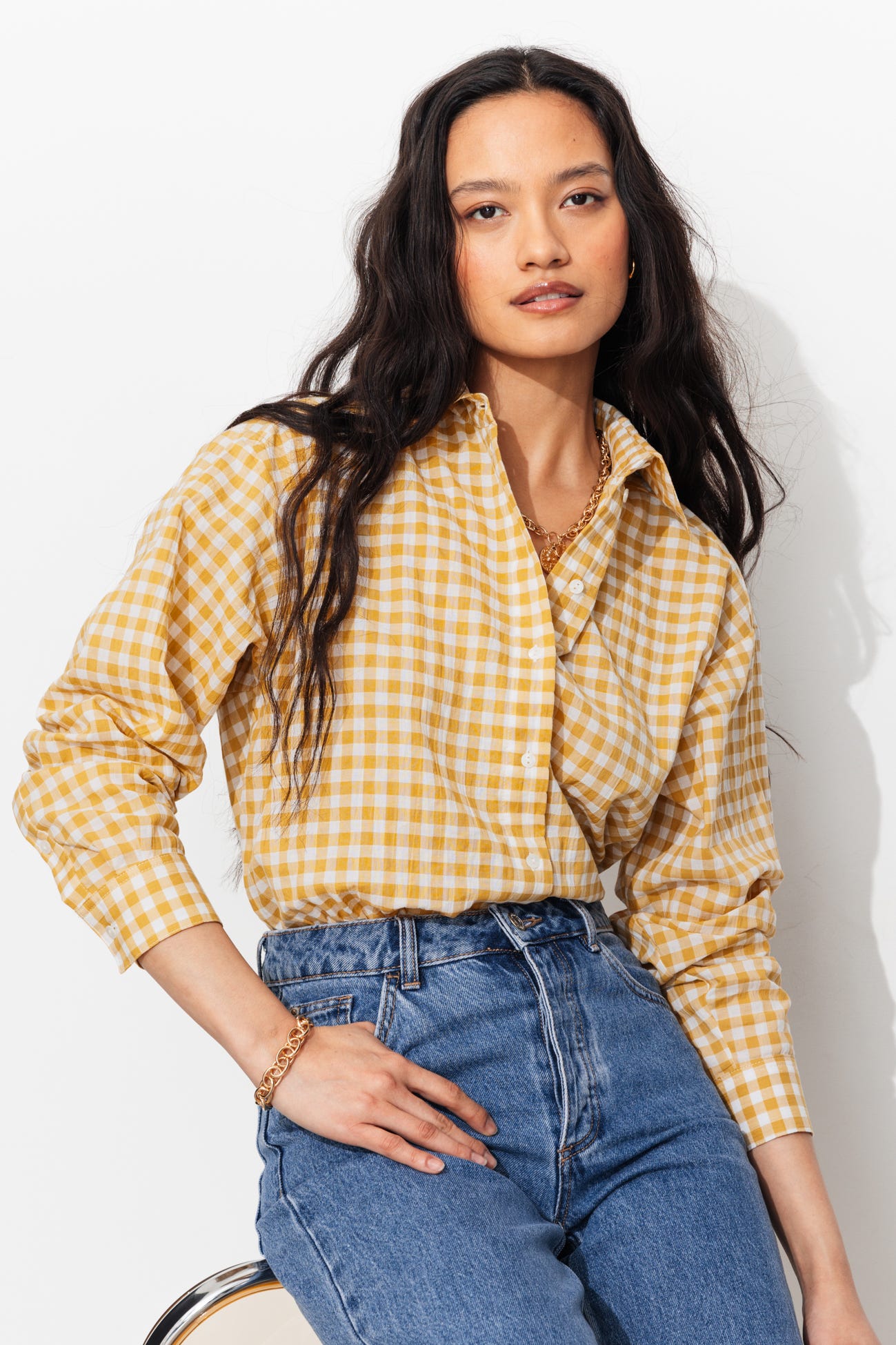 Chemise cropped à carreaux