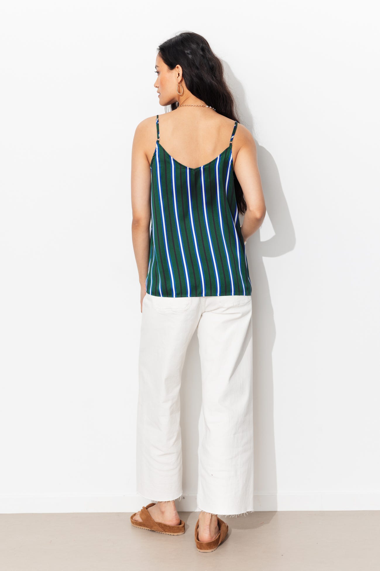 Top rayé en satin Femme