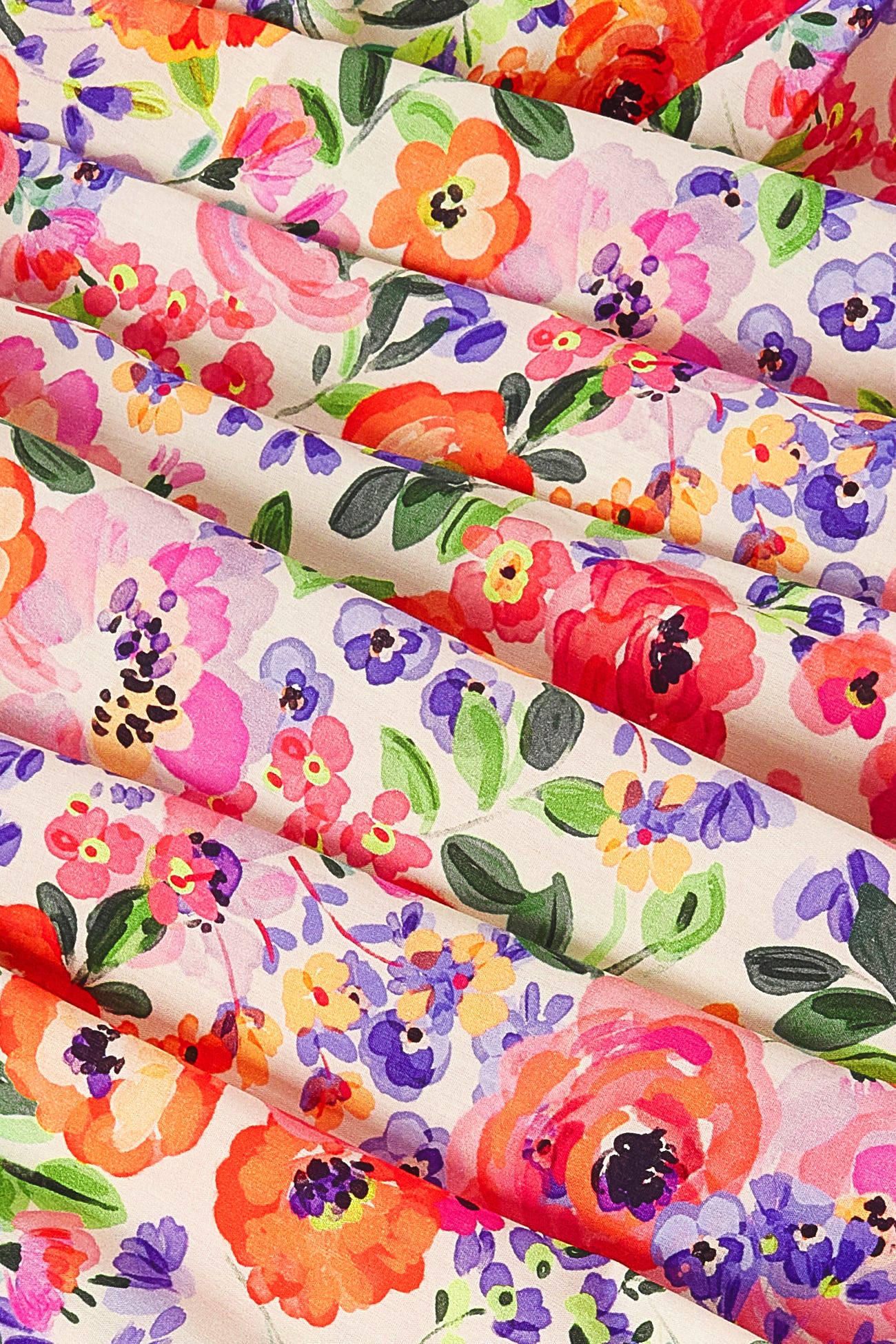Coupon de 3 m en coton fleuri