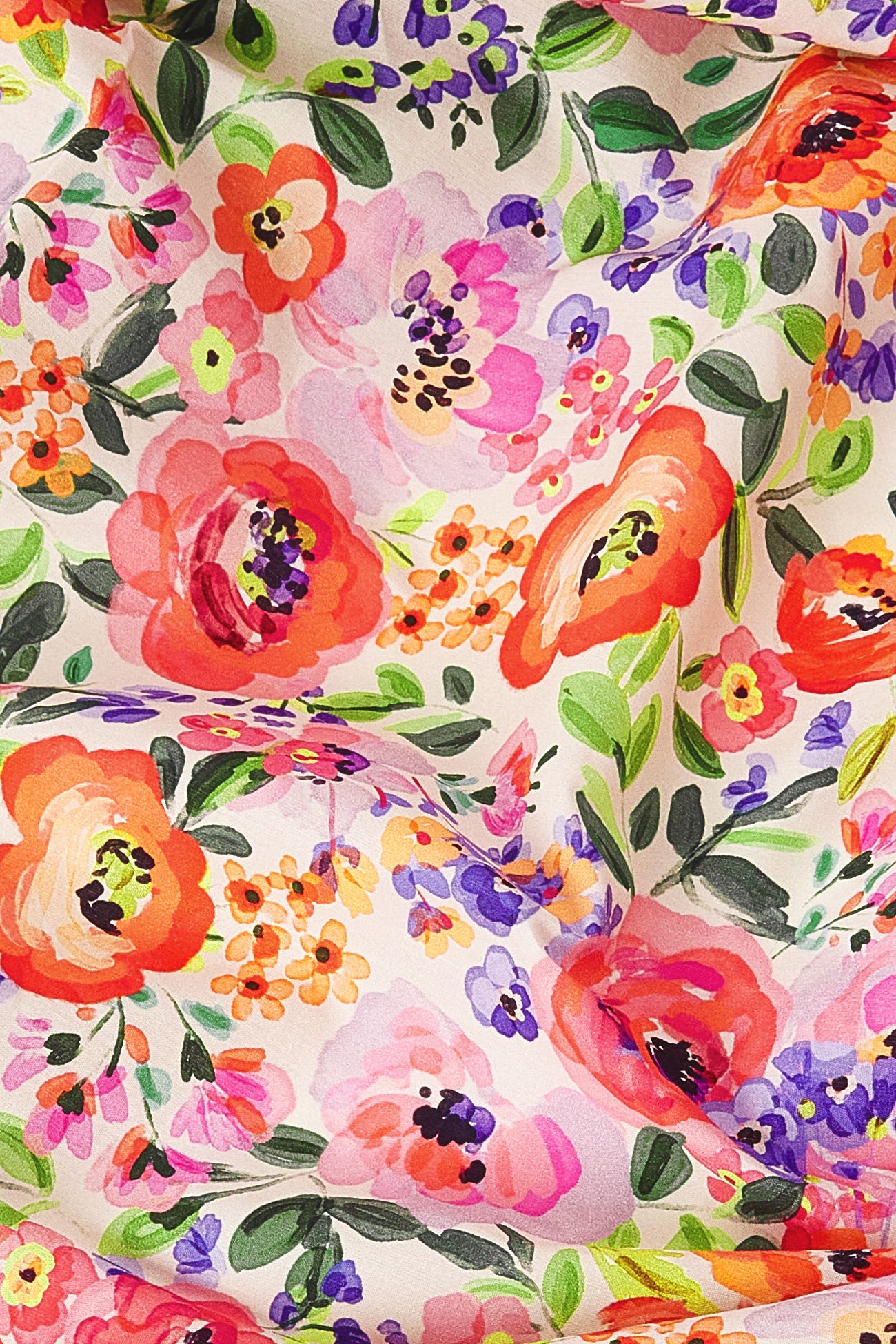Coupon de 3 m en coton fleuri