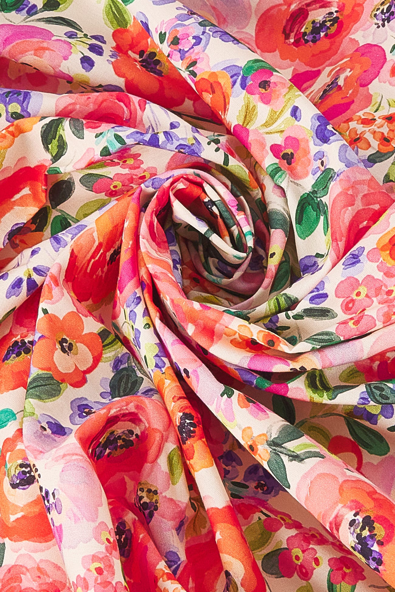 Coupon de 3 m en coton fleuri