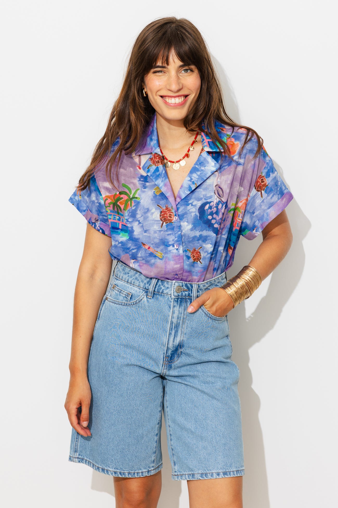 Chemise motif paysage Femme