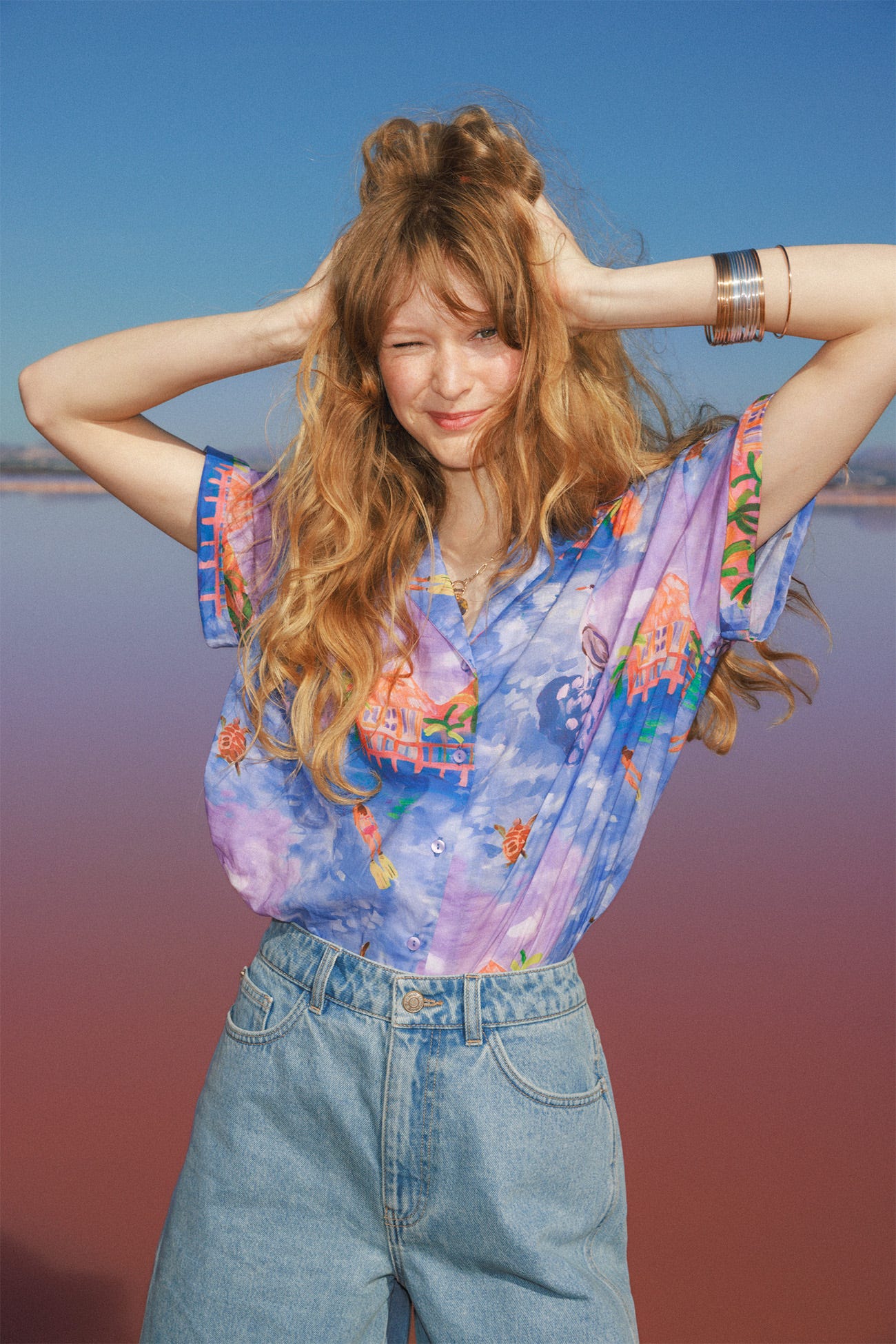 Chemise motif paysage Femme