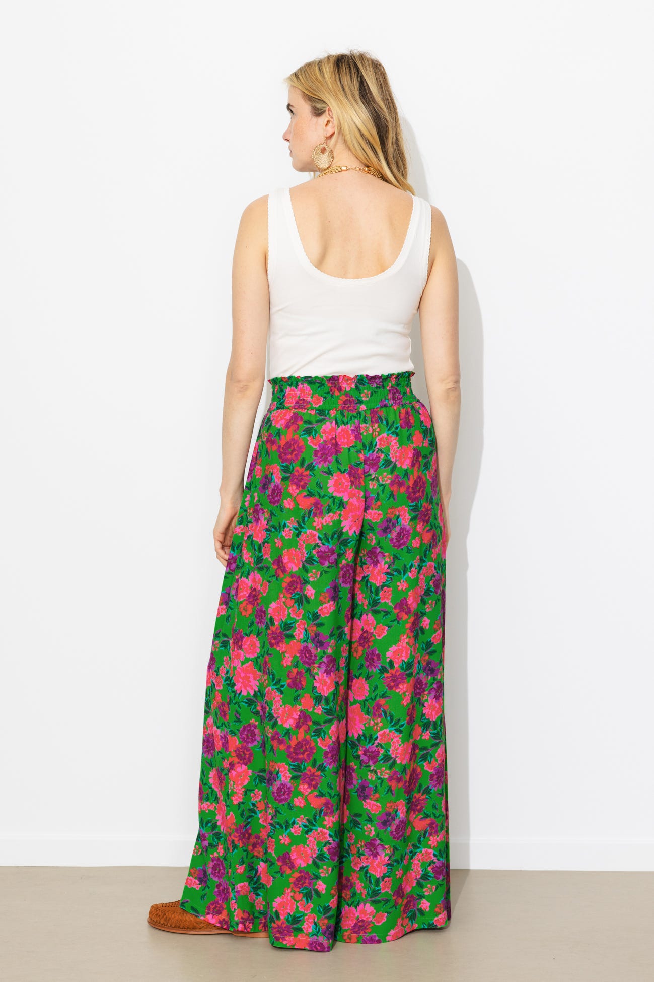 Pantalon large à fleurs Femme