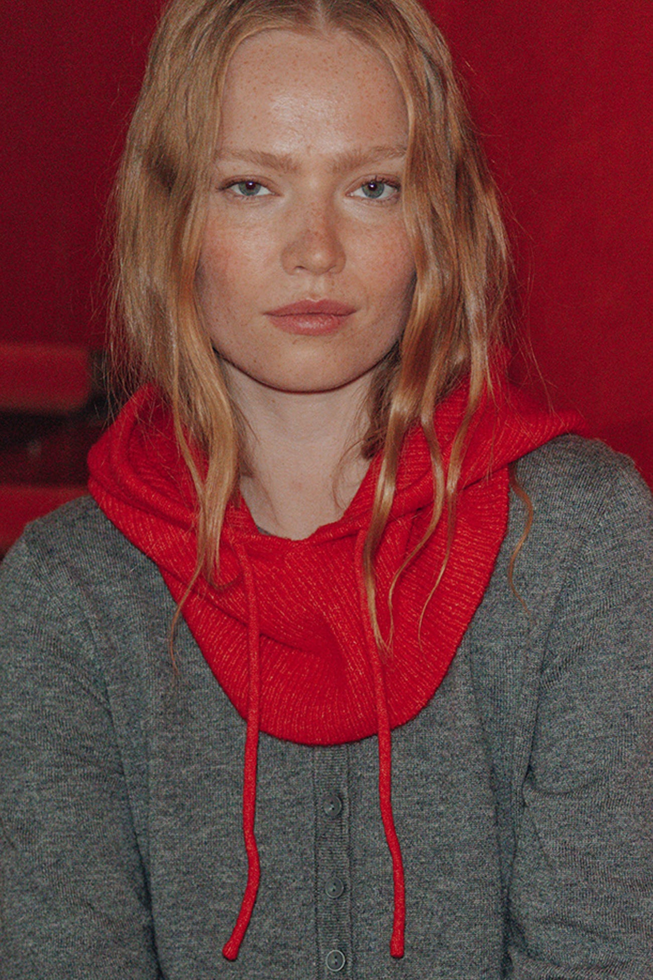 Cappuccio in maglia a costine