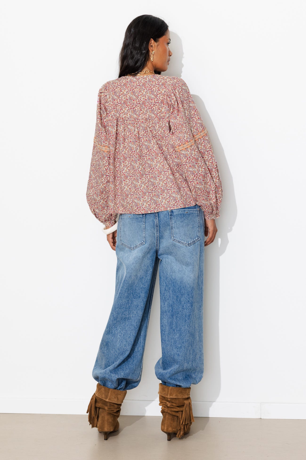 Blouse fleurie manches ballon