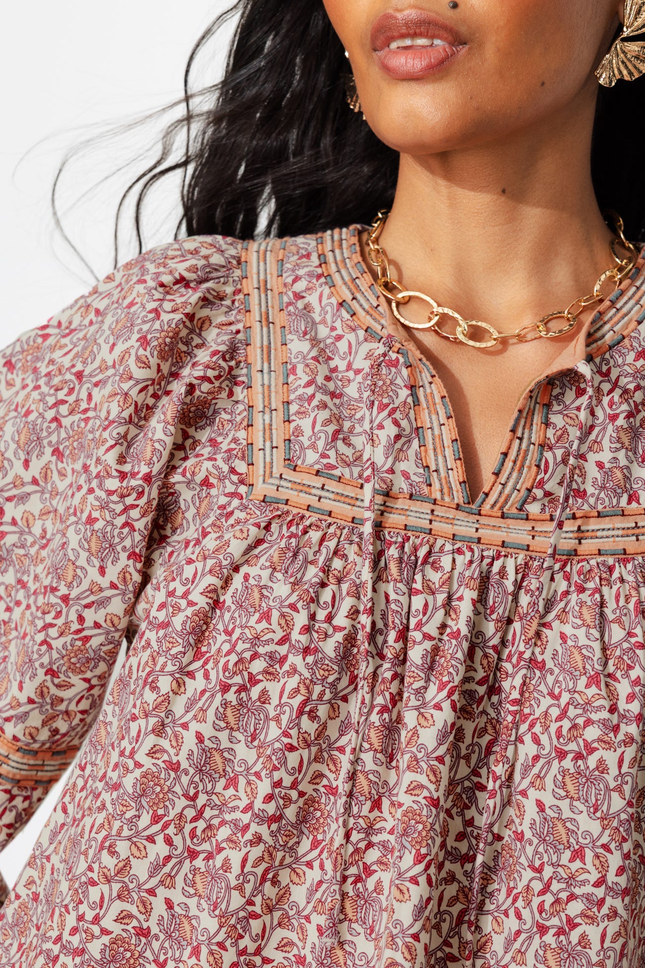 Blouse fleurie manches ballon