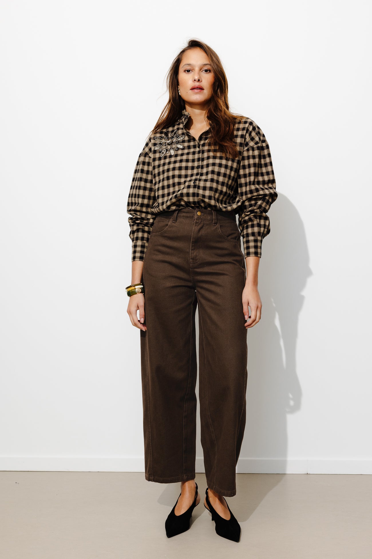 Pantalon barrel taille haute -