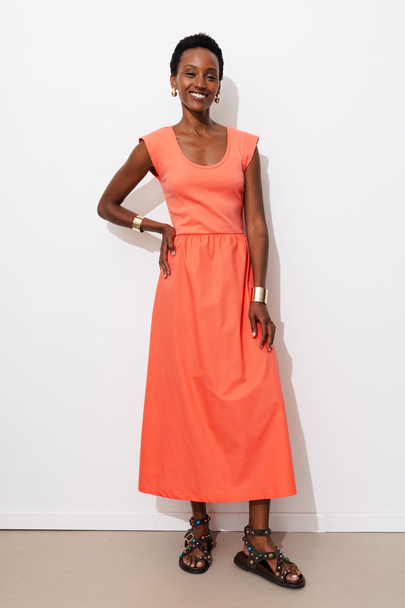 Robe-débardeur unie Femme