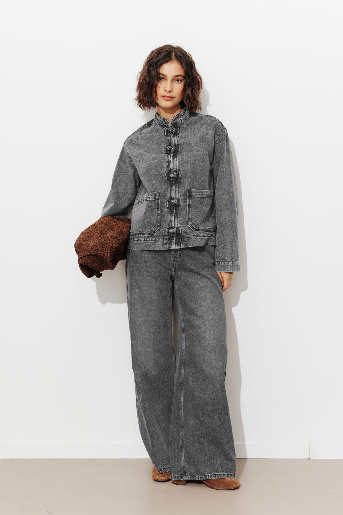 Mandarin denim jacket