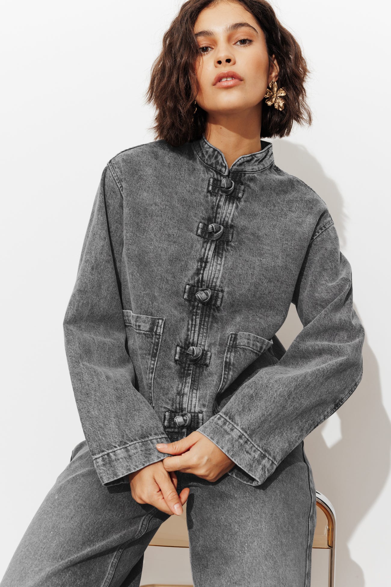 Veste Mandarin en jean Femme