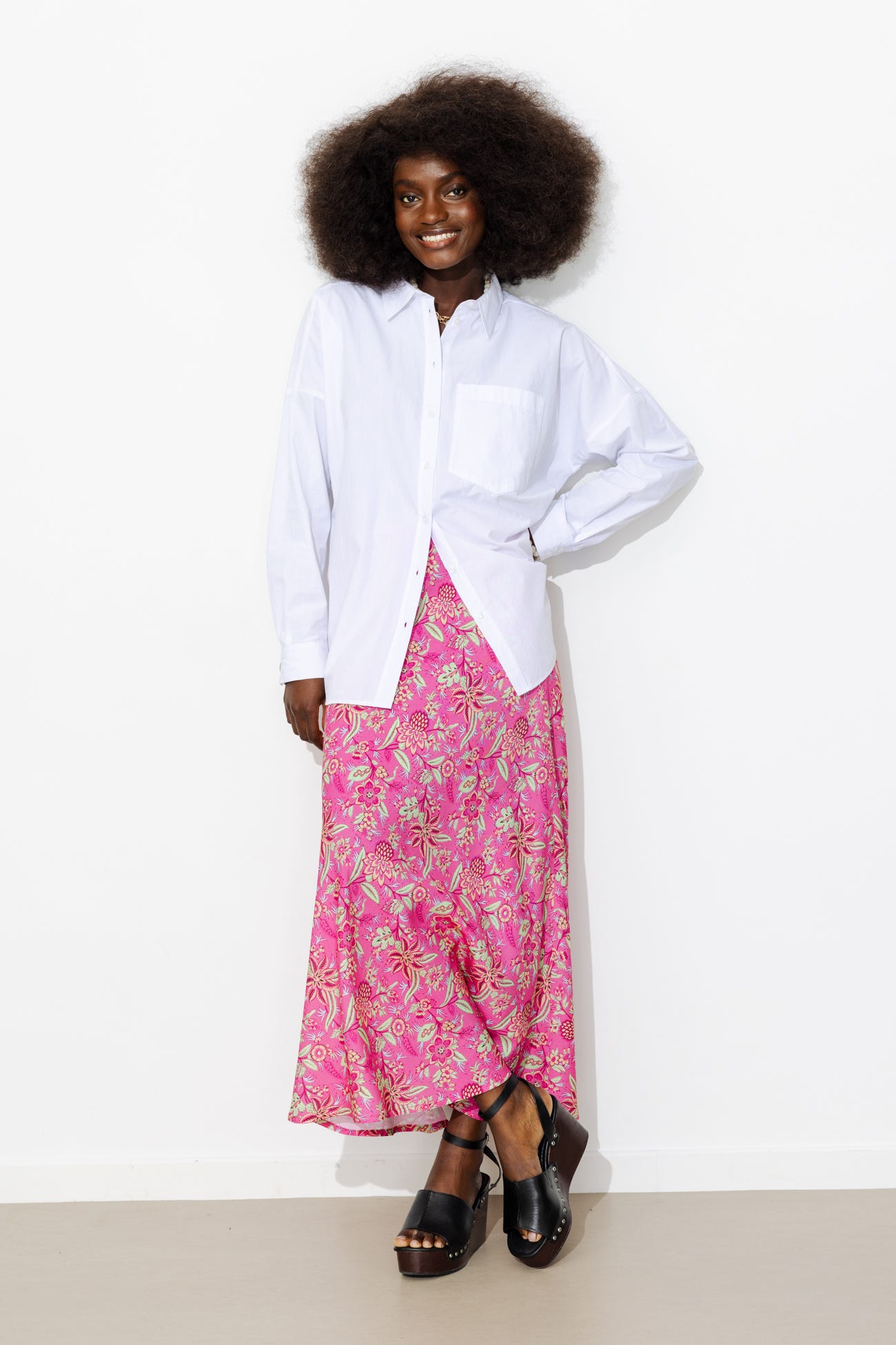 Jupe midi à pois Femme