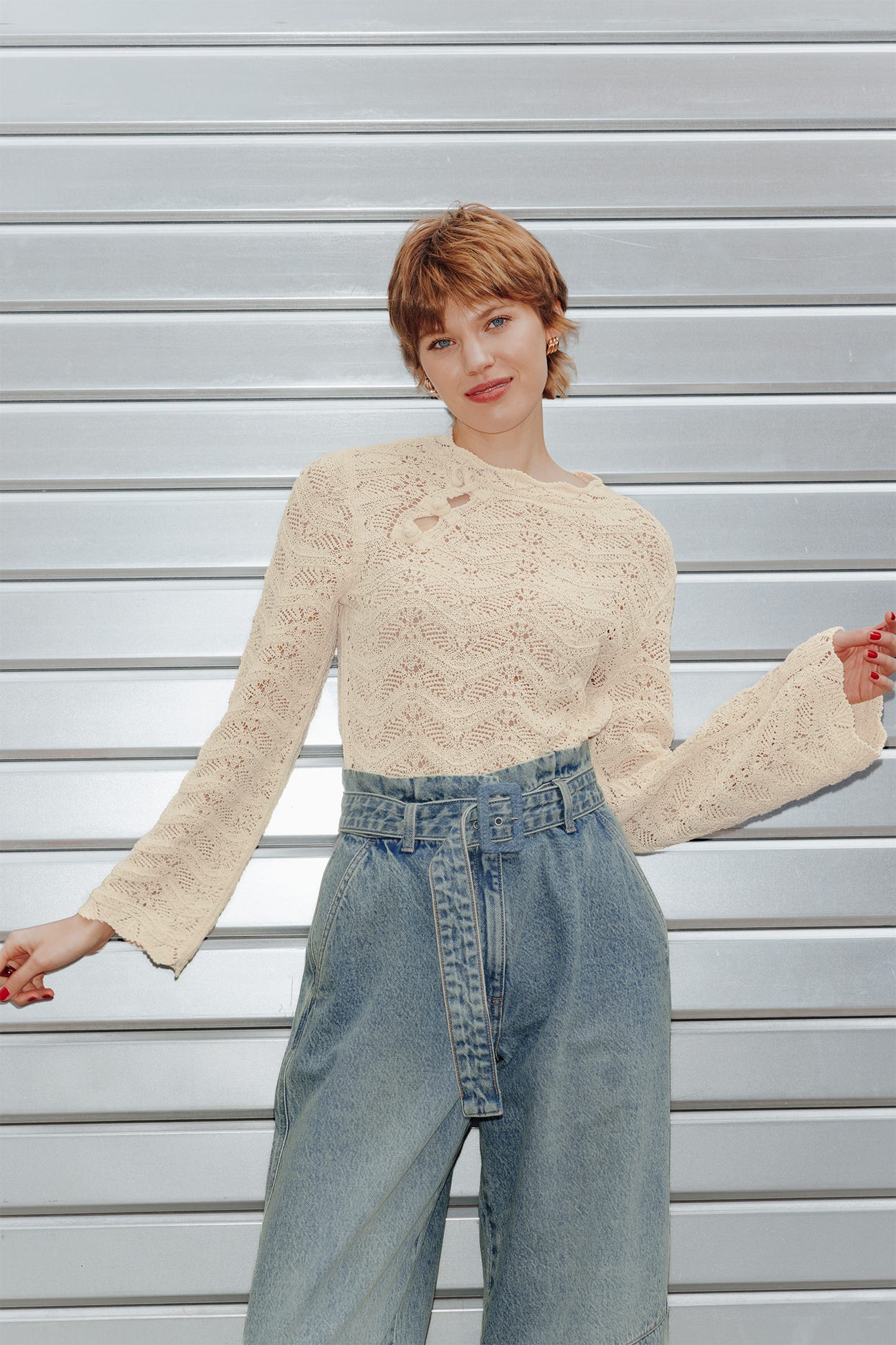 Pull court en crochet Femme