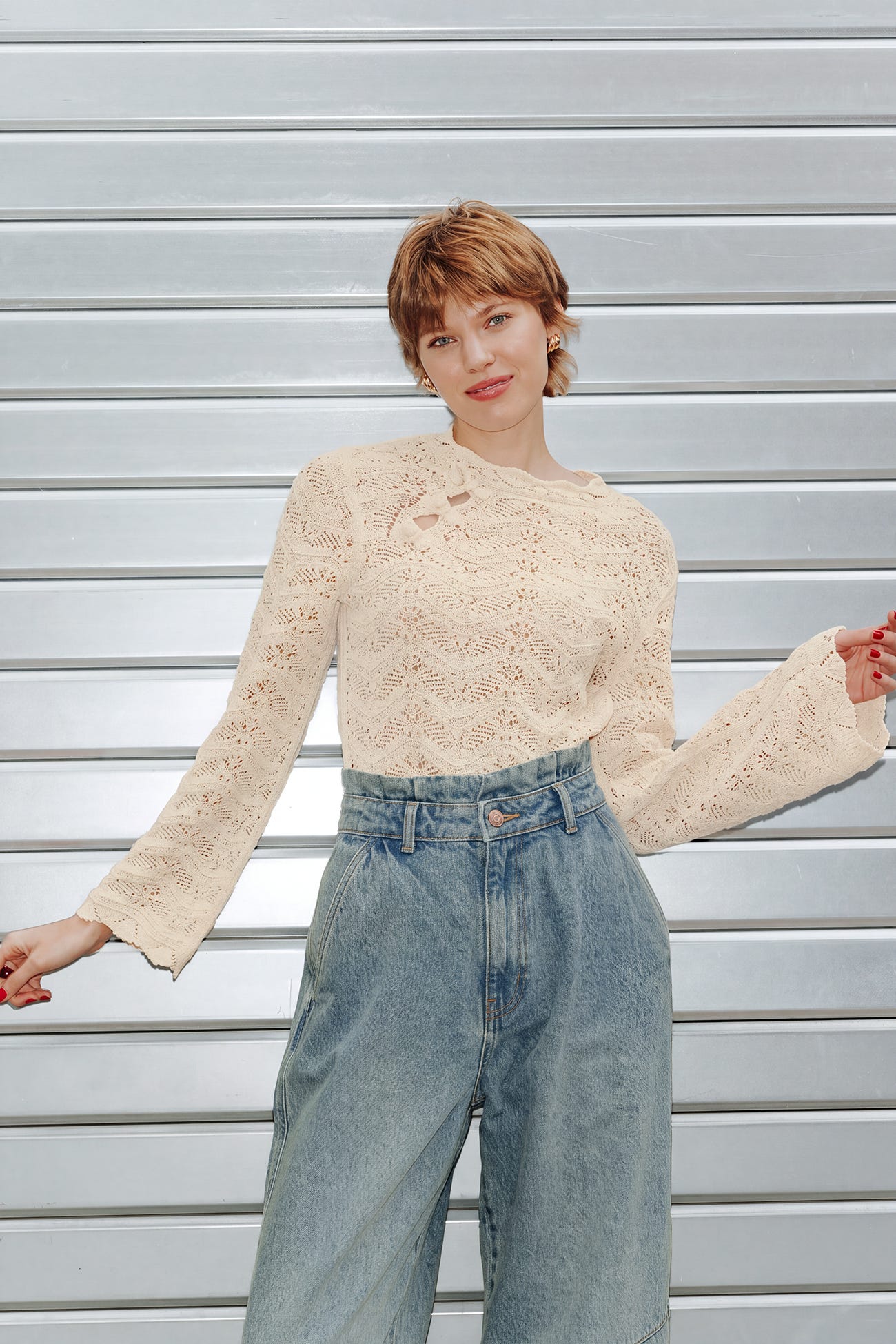Pull court en crochet Femme