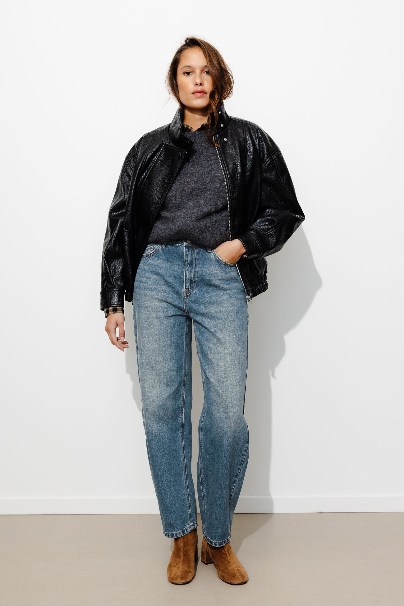 LEO jean barrel taille haute
