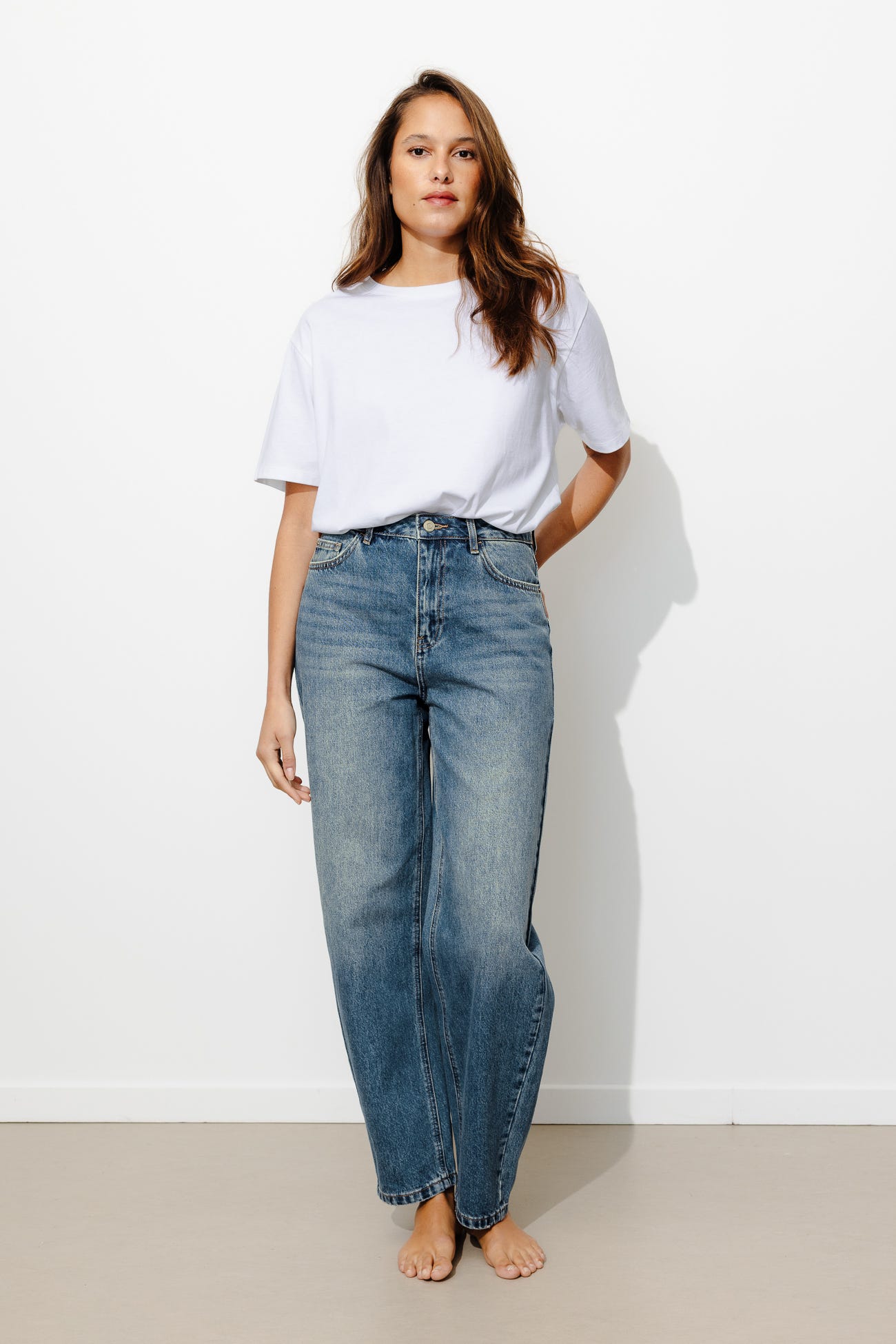 LEO jean barrel taille haute