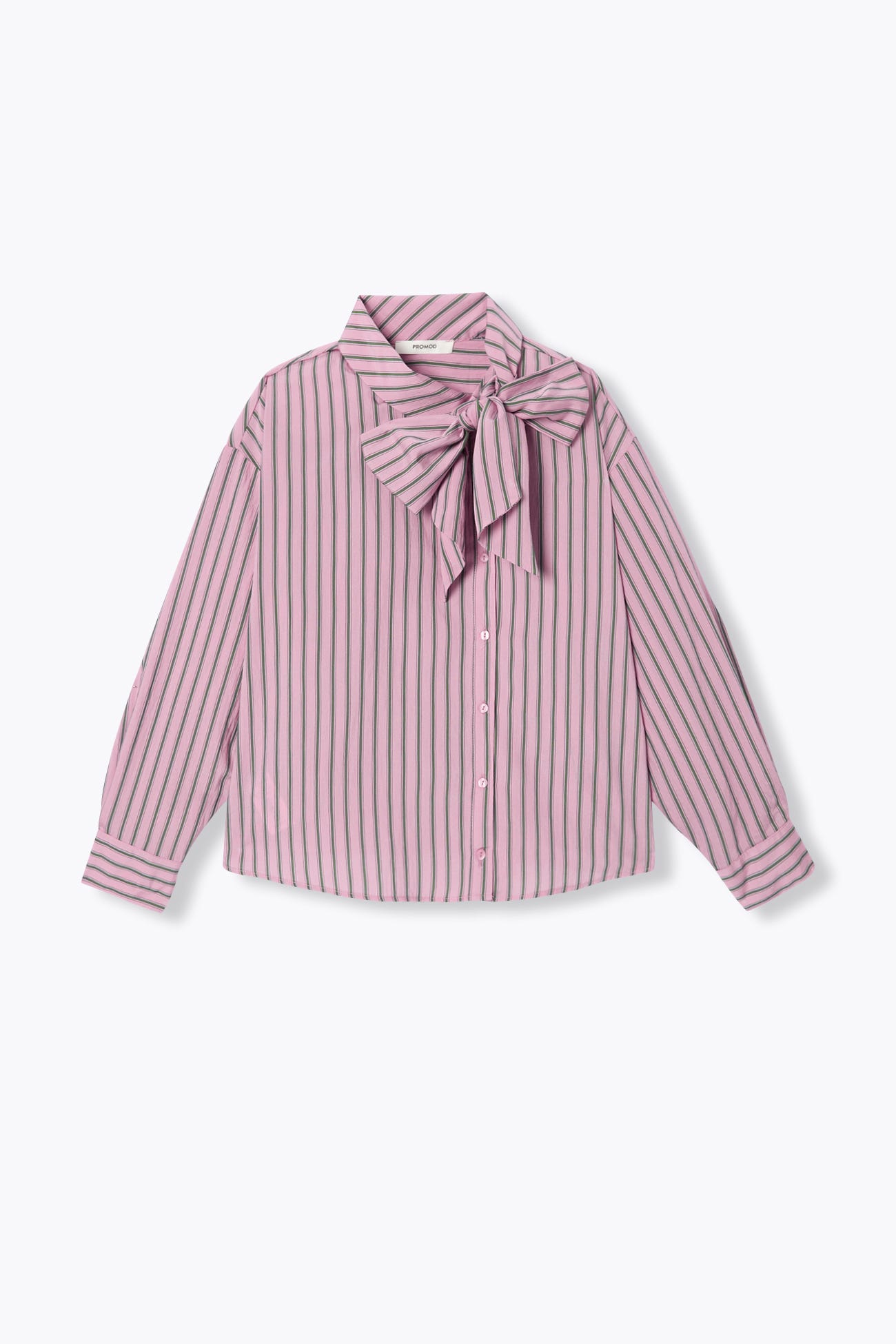 Striped pussy bow shirt