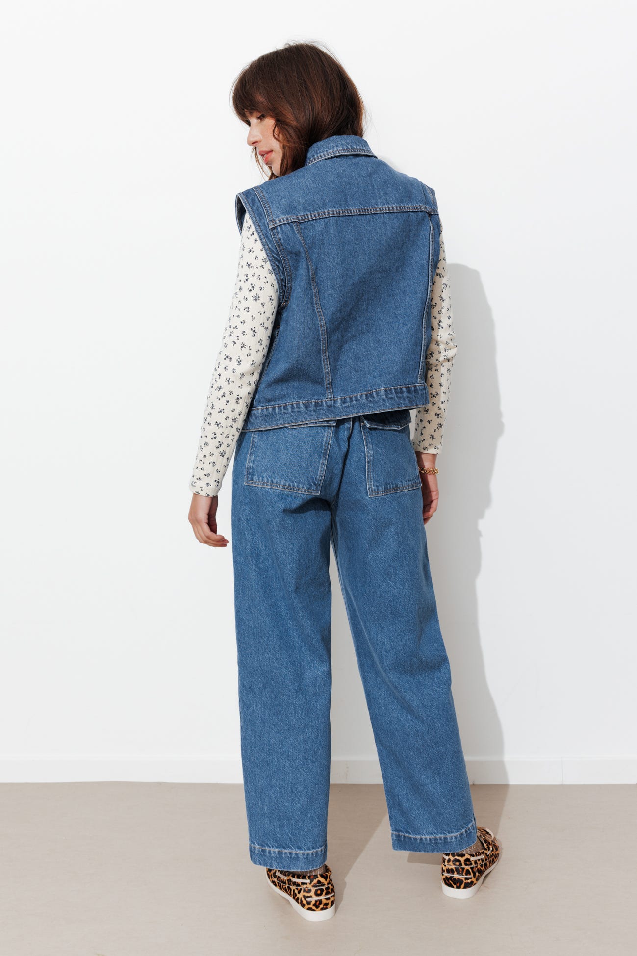 Veste jean sans manches LEONIE