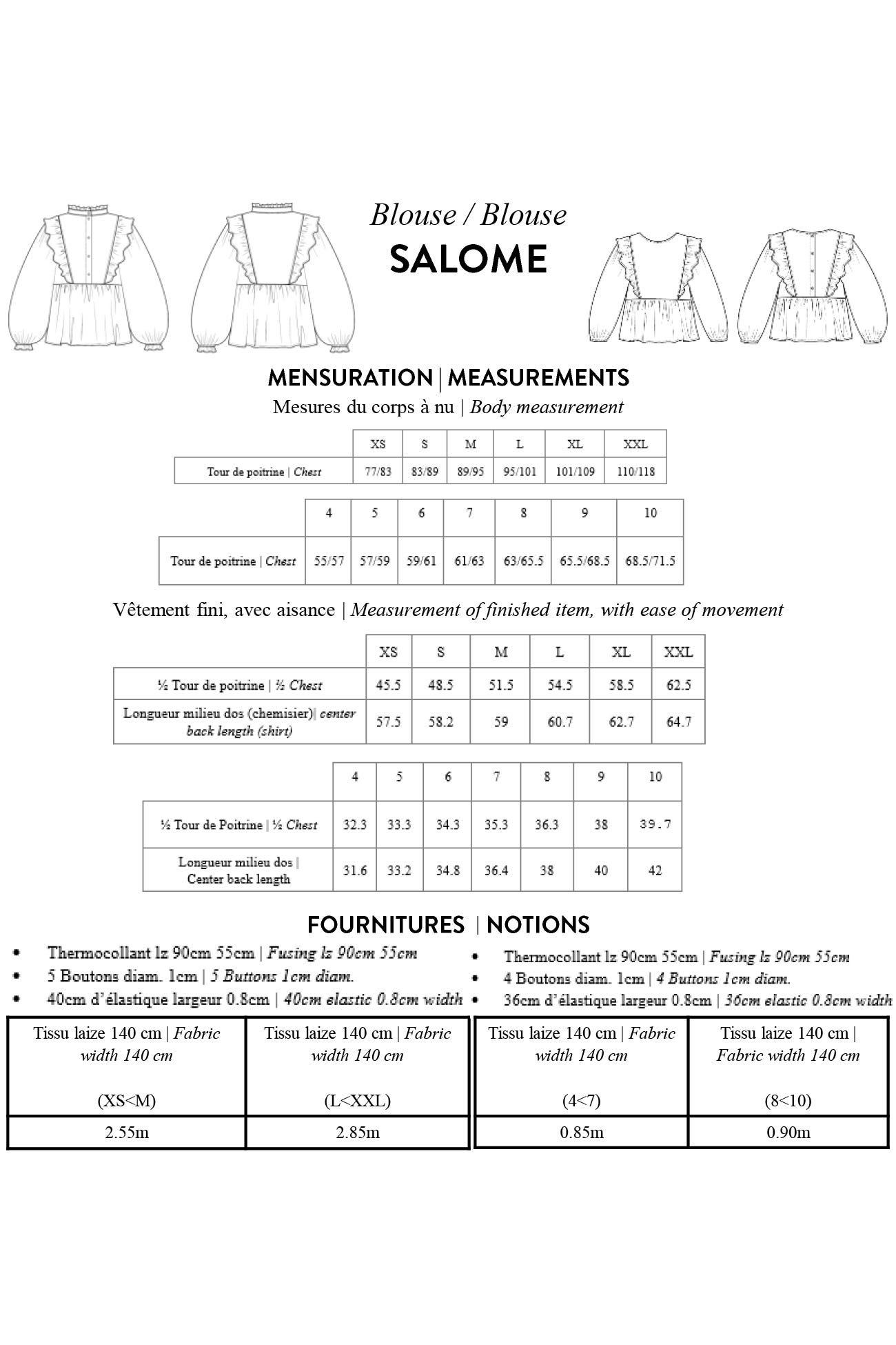 Patron papier blouse SALOMÉ
