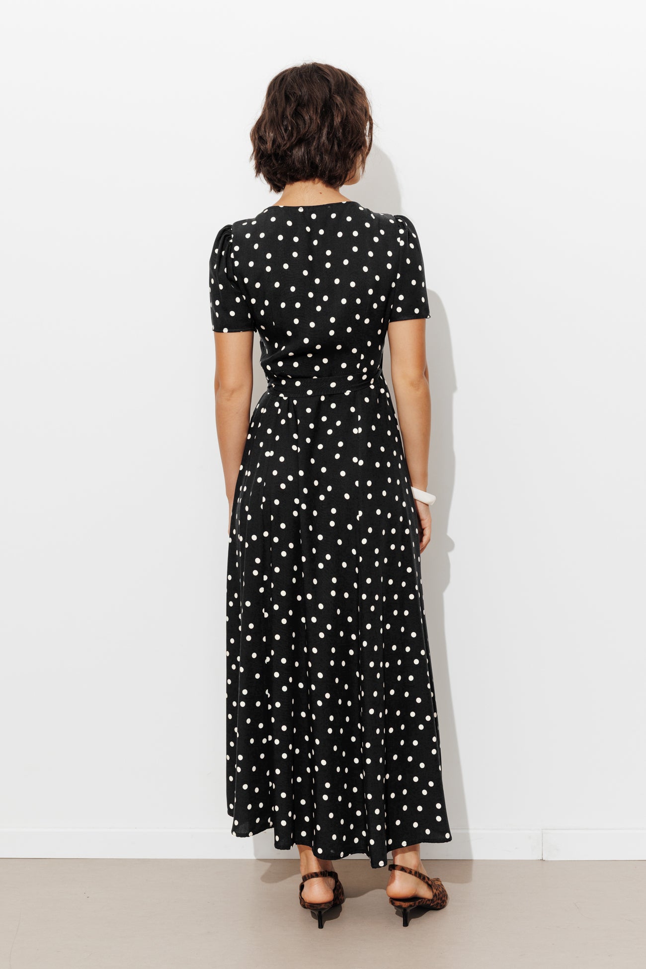 Long dotted dress - Black print