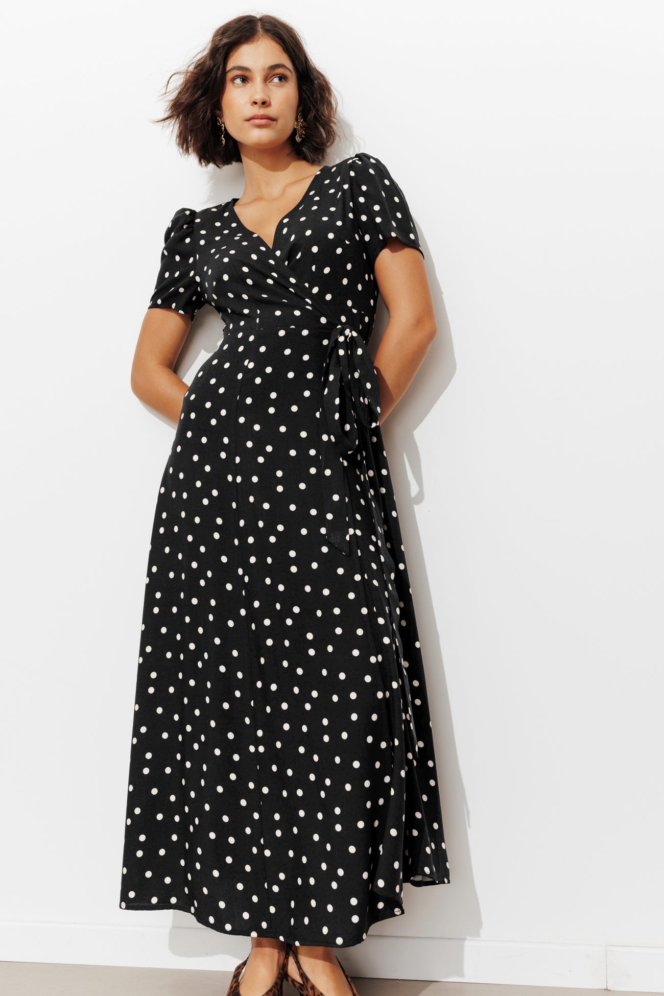 Robe longue à pois Femme