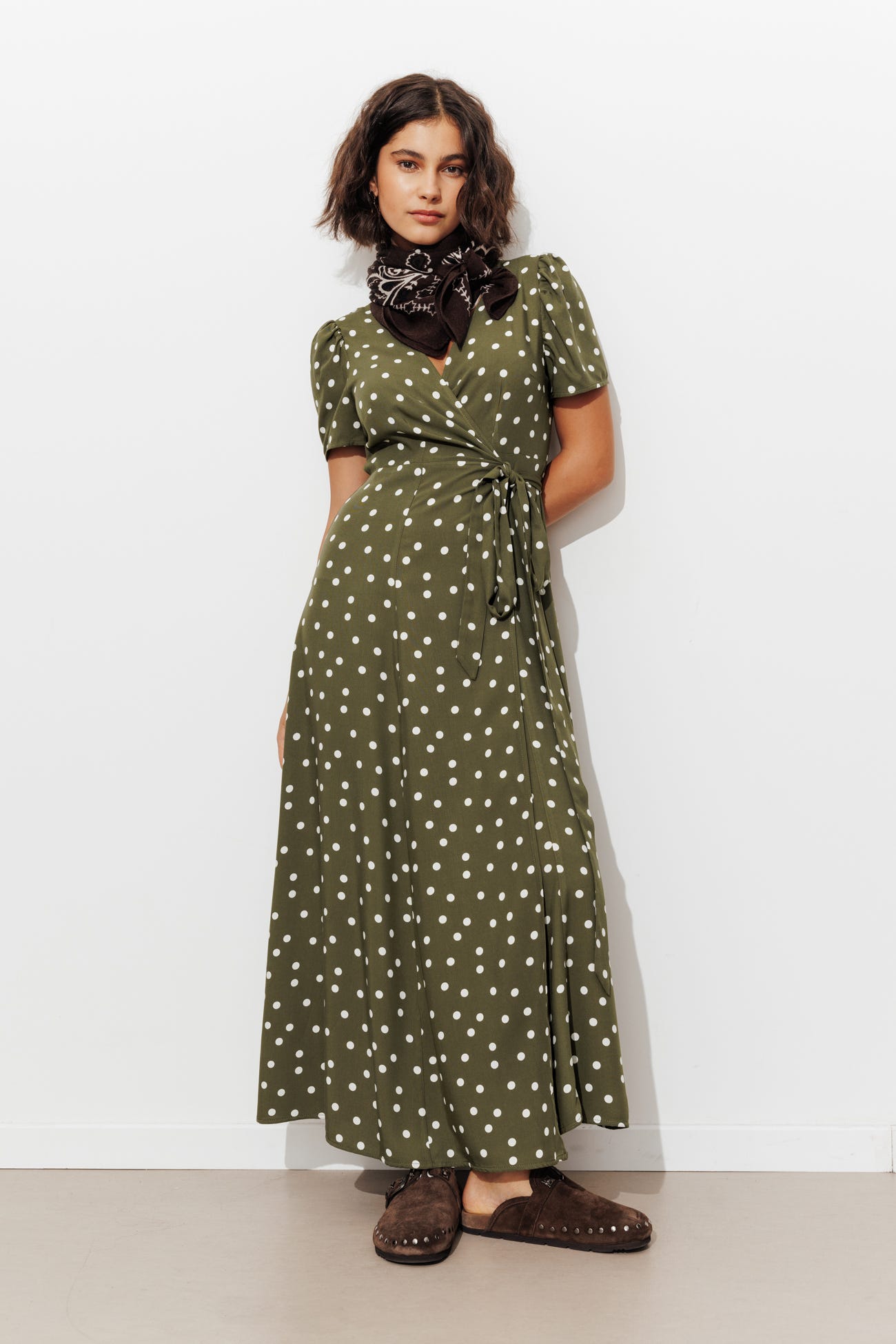 Robe longue à pois Femme