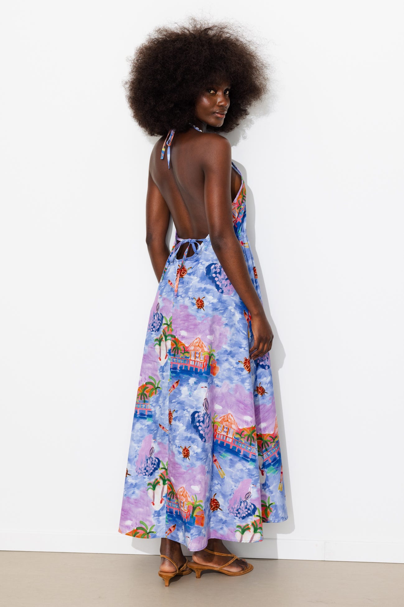 Robe midi dos nu paysage
